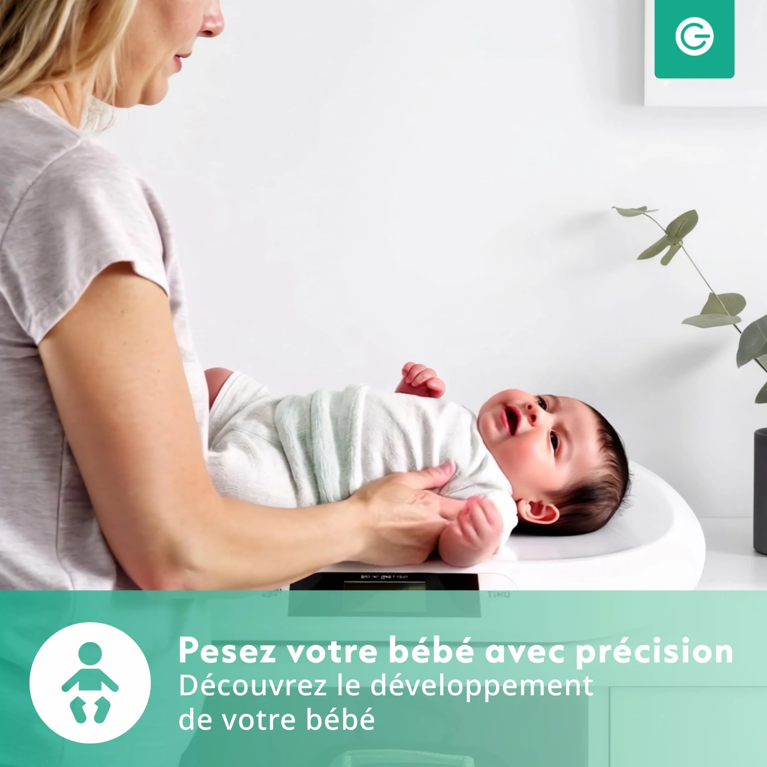 Silvergear Balance numérique pour bébé 20 kg - Balance nouveau-né avec affichage LED - 54,5 x 31,5 x 3,5 cm