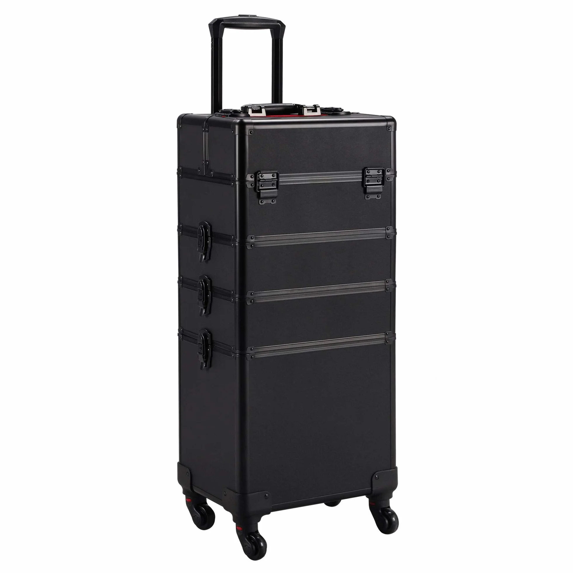 Yaheetech Valise Maquillage à roulettes 4 en 1 Cadre Aluminium Professionnelle Noir