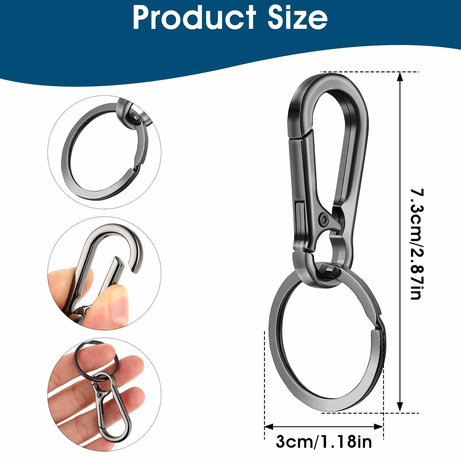 Porte Clés En Métal Robuste Mousqueton Alliage De Zinc Organisateur Crochet Clip Pour Clés