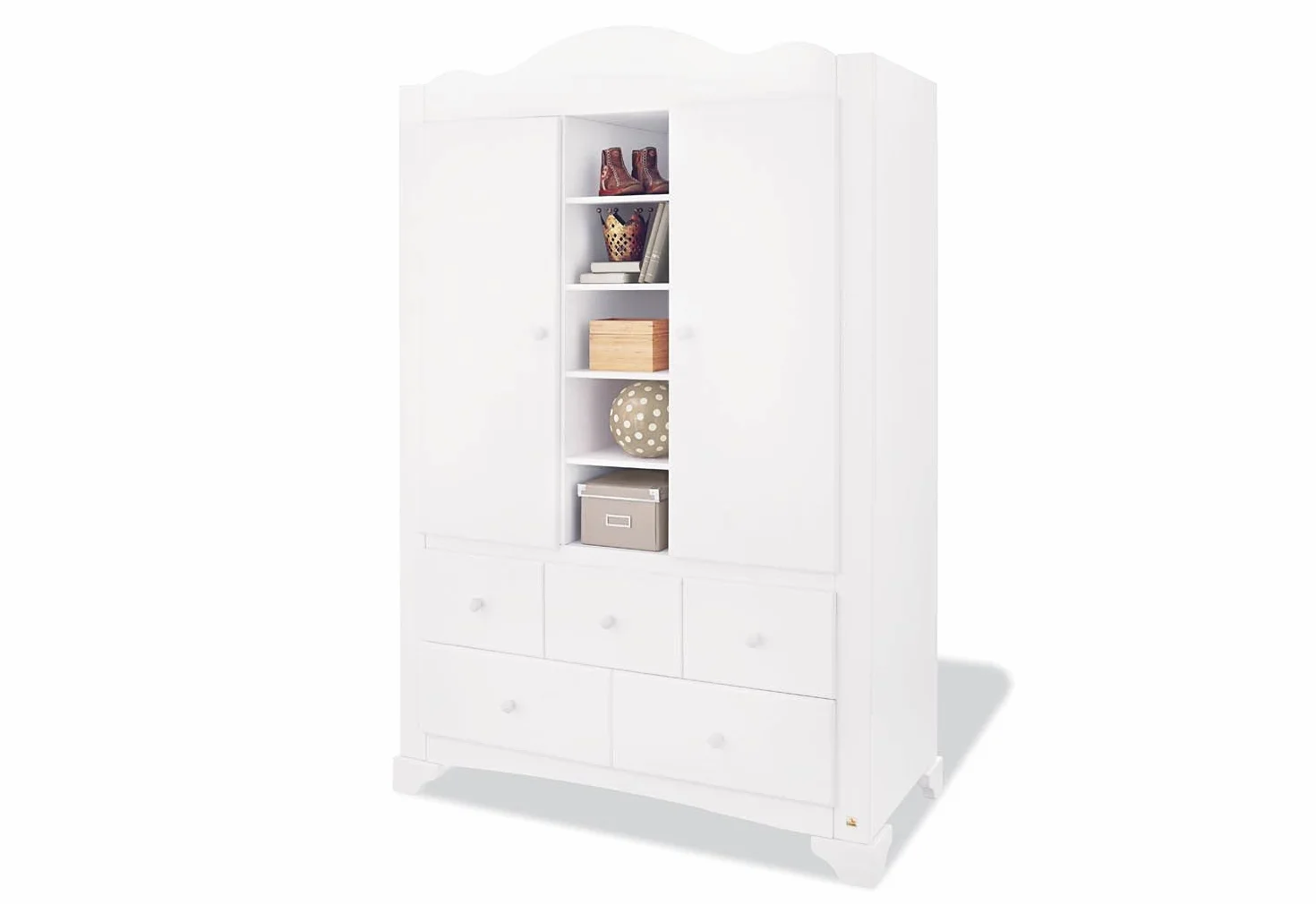 PINOLINO Grande armoire romantique en pin massif 126 x 64 x 190 cm lasuré blanc