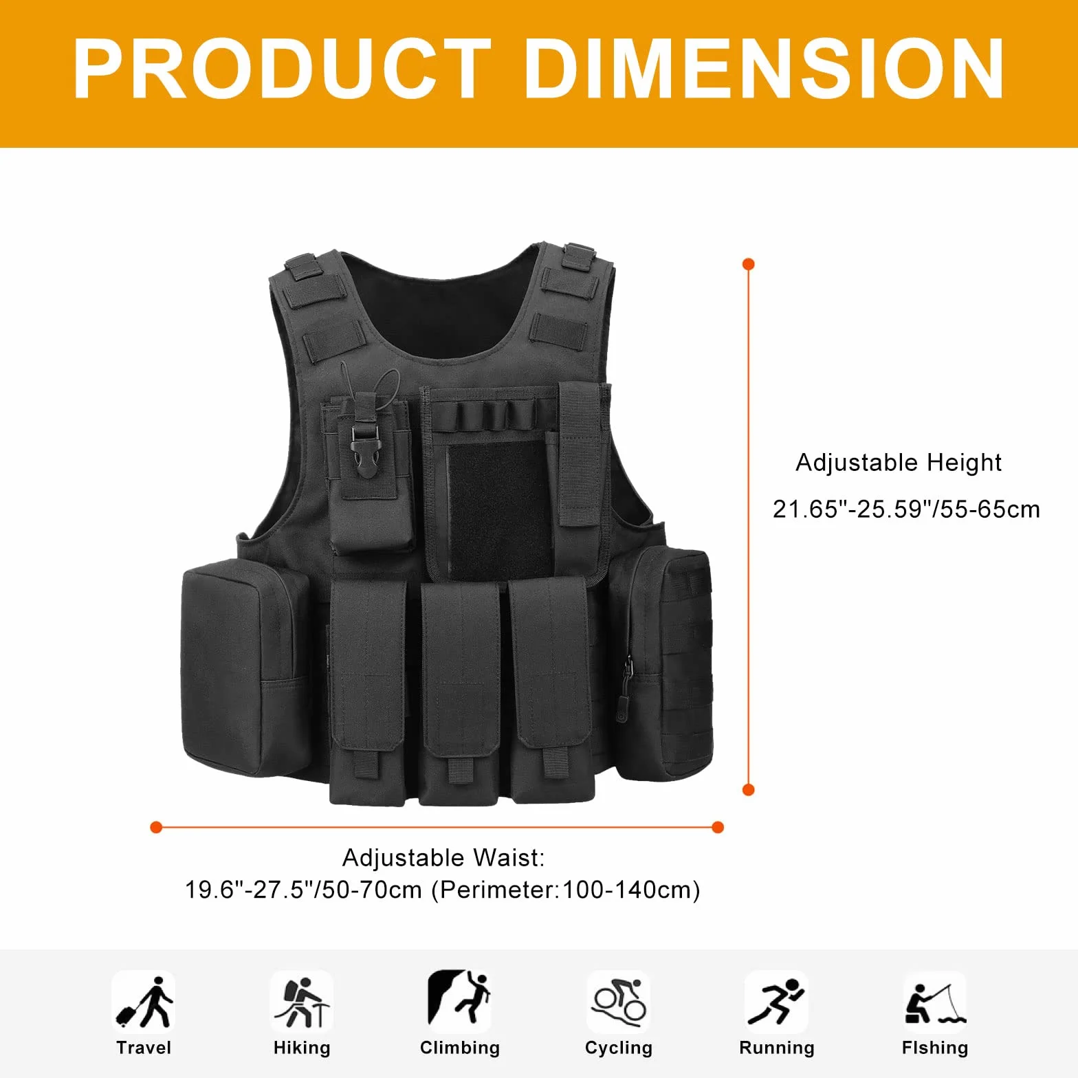 Gilet Tactique Molle Airsoft pour Hommes Femmes Camping Randonnée Chasse