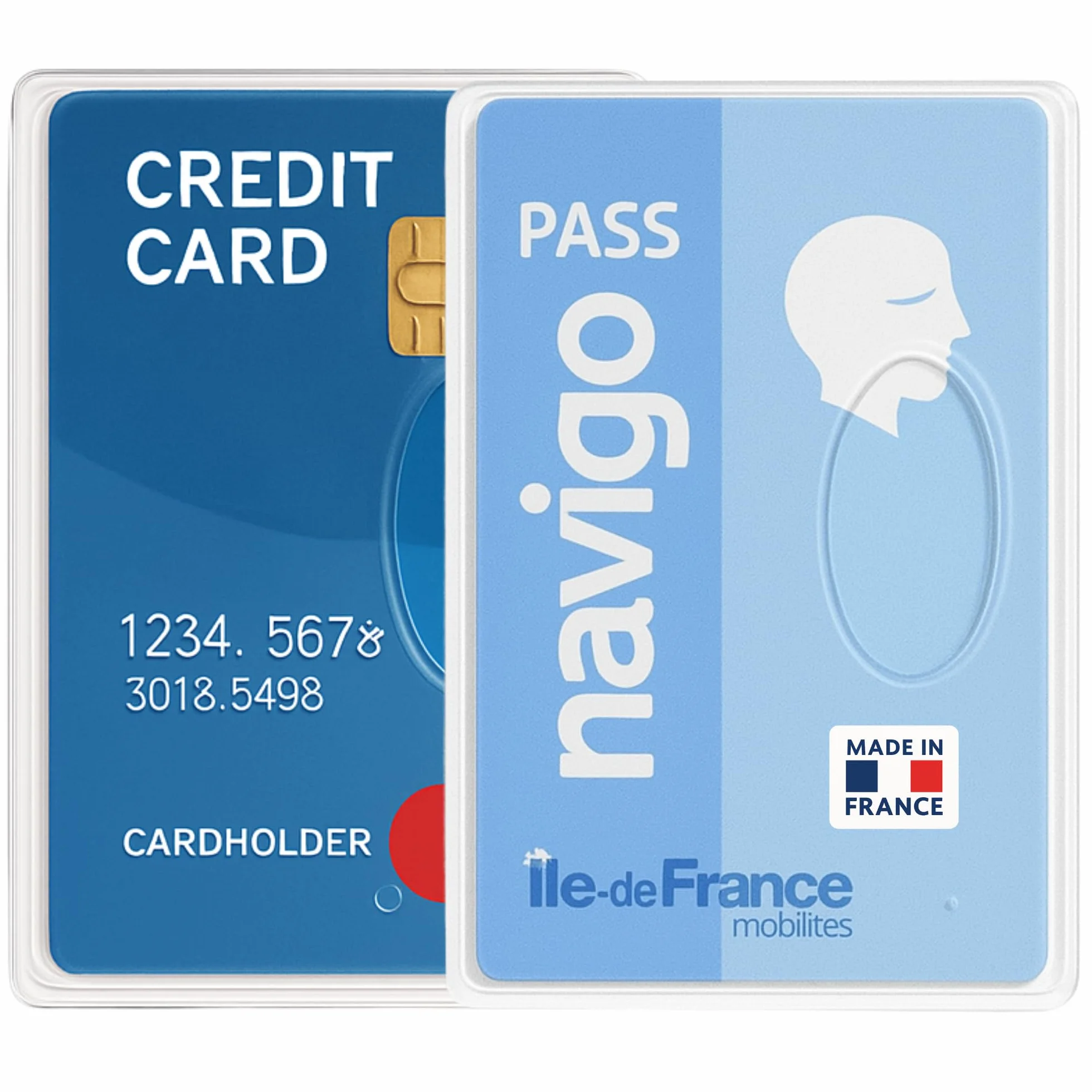 Étuis Porte-Cartes Rigide Transparent Lot de 2 – Protection Cartes Bancaires Navigo Badges – Fabriqué en France
