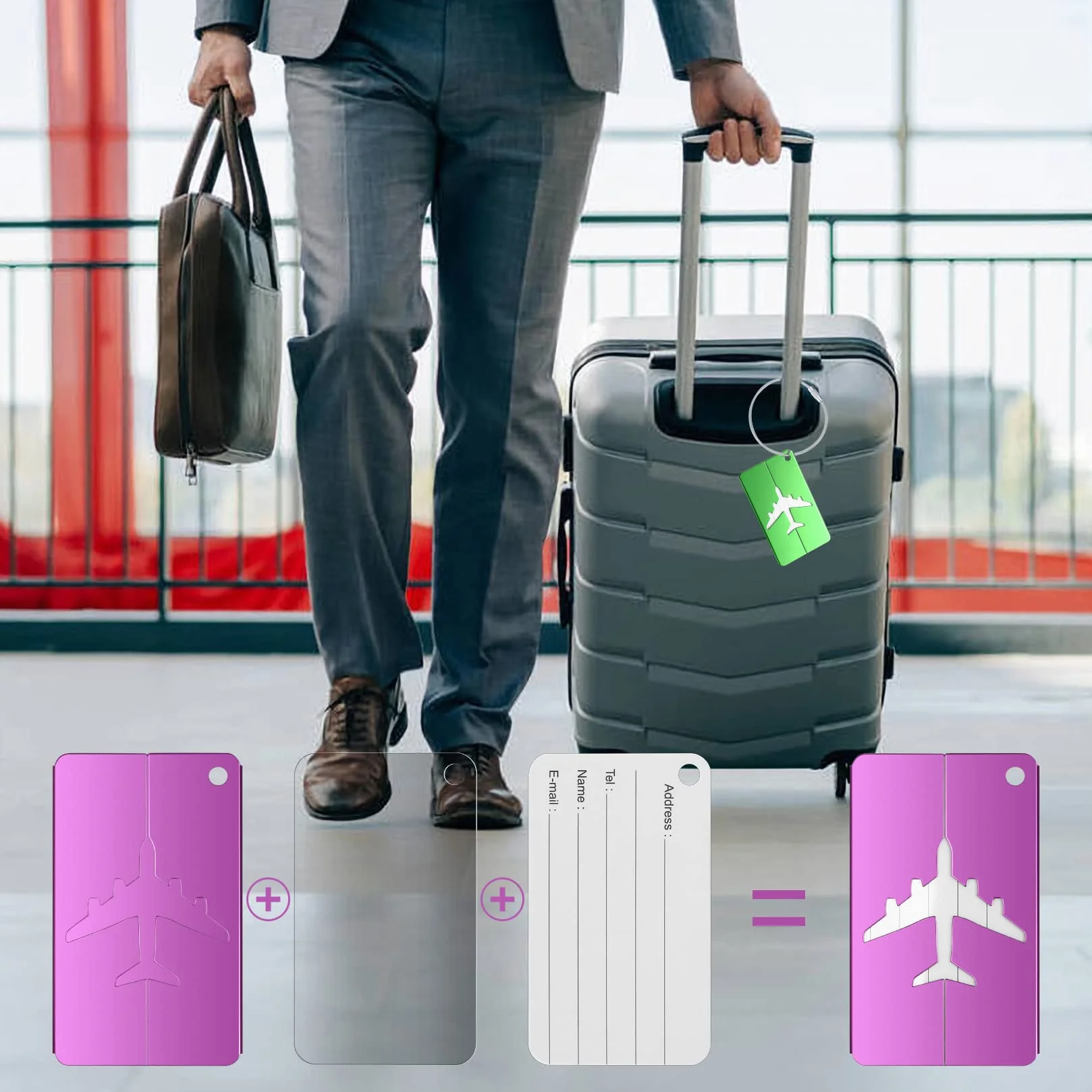 Étiquettes de Bagage pour Valises 8 Pièces avec Porte-nom