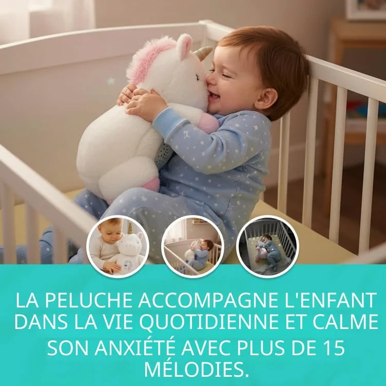 Peluche Veilleuse Bébé Musicale et Lumineuse avec Machine Bruit Blanc, 15 Mélodies, Cadeau Naissance
