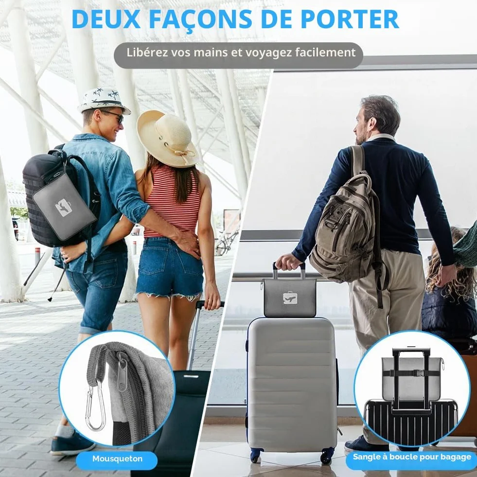 flintronic Couverture de Voyage Avion 2 en 1 Oreiller et Couverture Doux Chaud avec Masque de Sommeil Bouchons d'oreille Pince Sac à Dos Gris