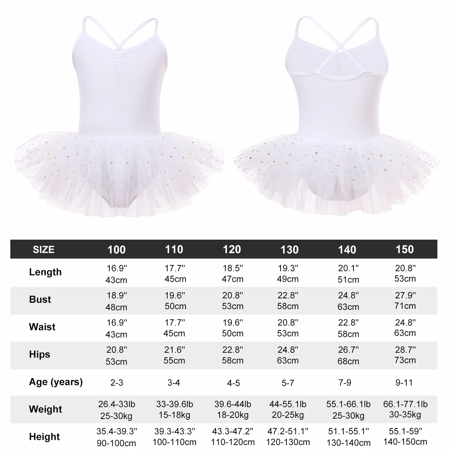 Robe de Danse Classique Filles Tutu de Ballet Justaucorps en Coton sans Manches
