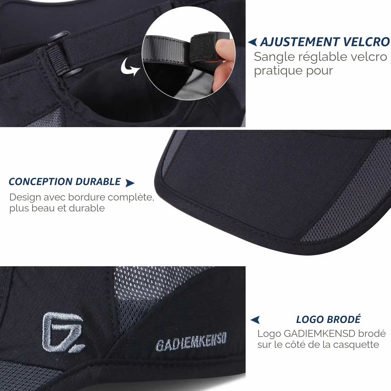 GADIEMKENSD Casquette Extérieur Course Respirable Séchage Rapide