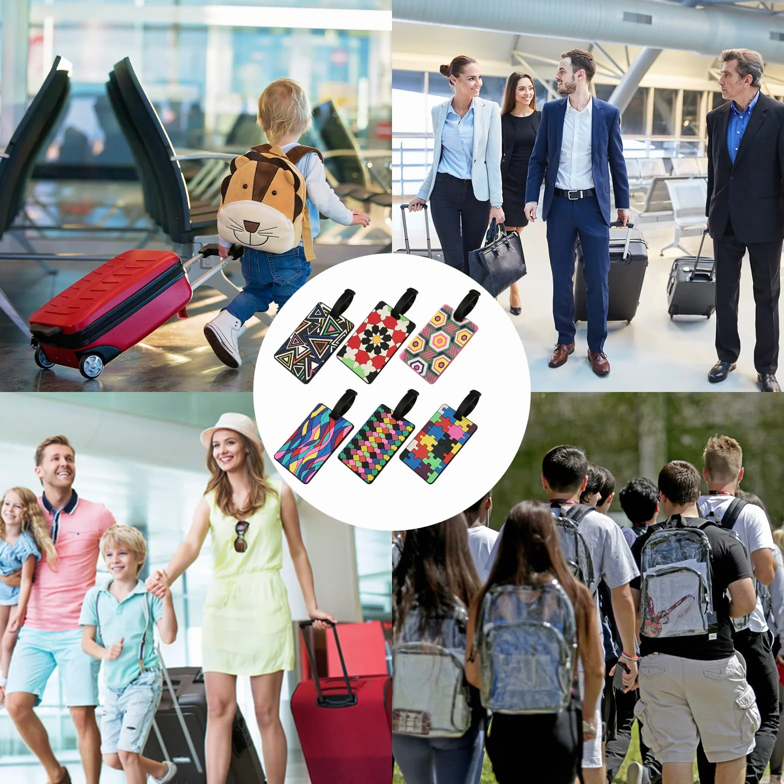 VEGCOO Étiquettes Valise 6 Pièces Imperméables Bagages Voyage Motifs Géométriques