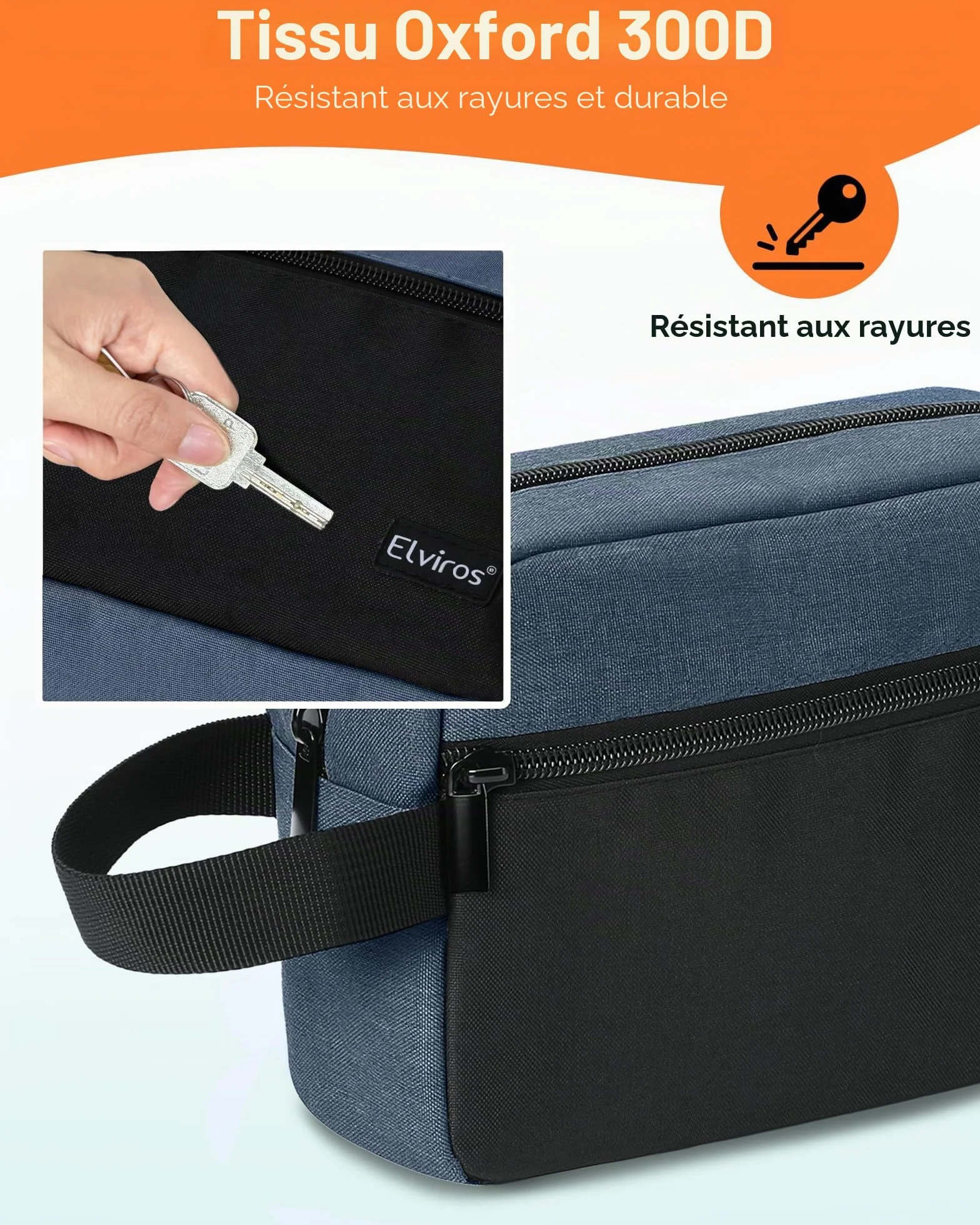 Trousse de Toilette Suspendre Homme Voyage Noir Bleu Foncé