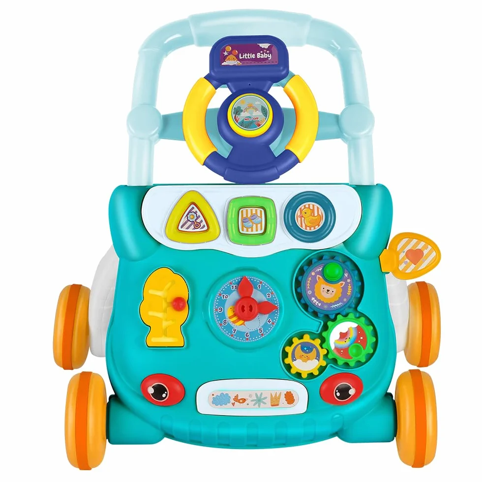Trotteur Bébé Marcheur d'Apprentissage Assis-Debout 3 en 1, 62x68x36-81cm Vert