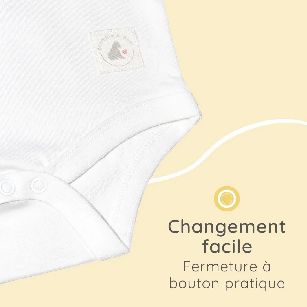 Bramble & Bear Lot de 3/6 Gilets à manches courtes en coton biologique pour bébés 0-3 ans