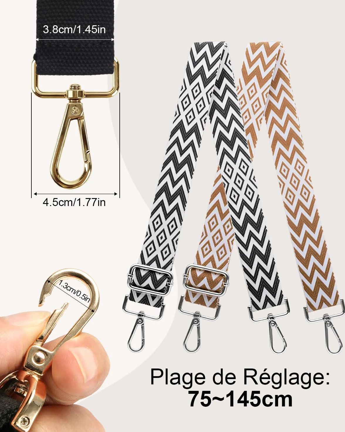 Bandoulière Réglable pour Sac à Main, Sangle de Rechange Femmes