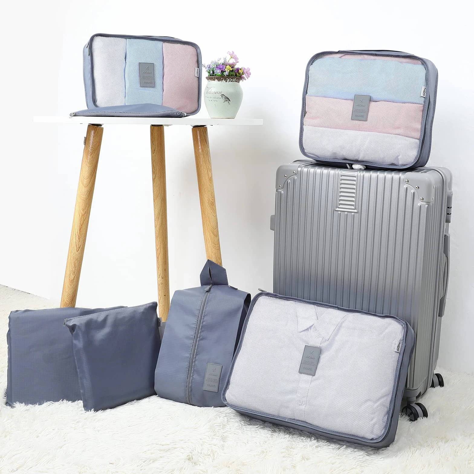 AiQInu Set de 7 Sacs de Voyage Imperméables Organisateur de Bagages