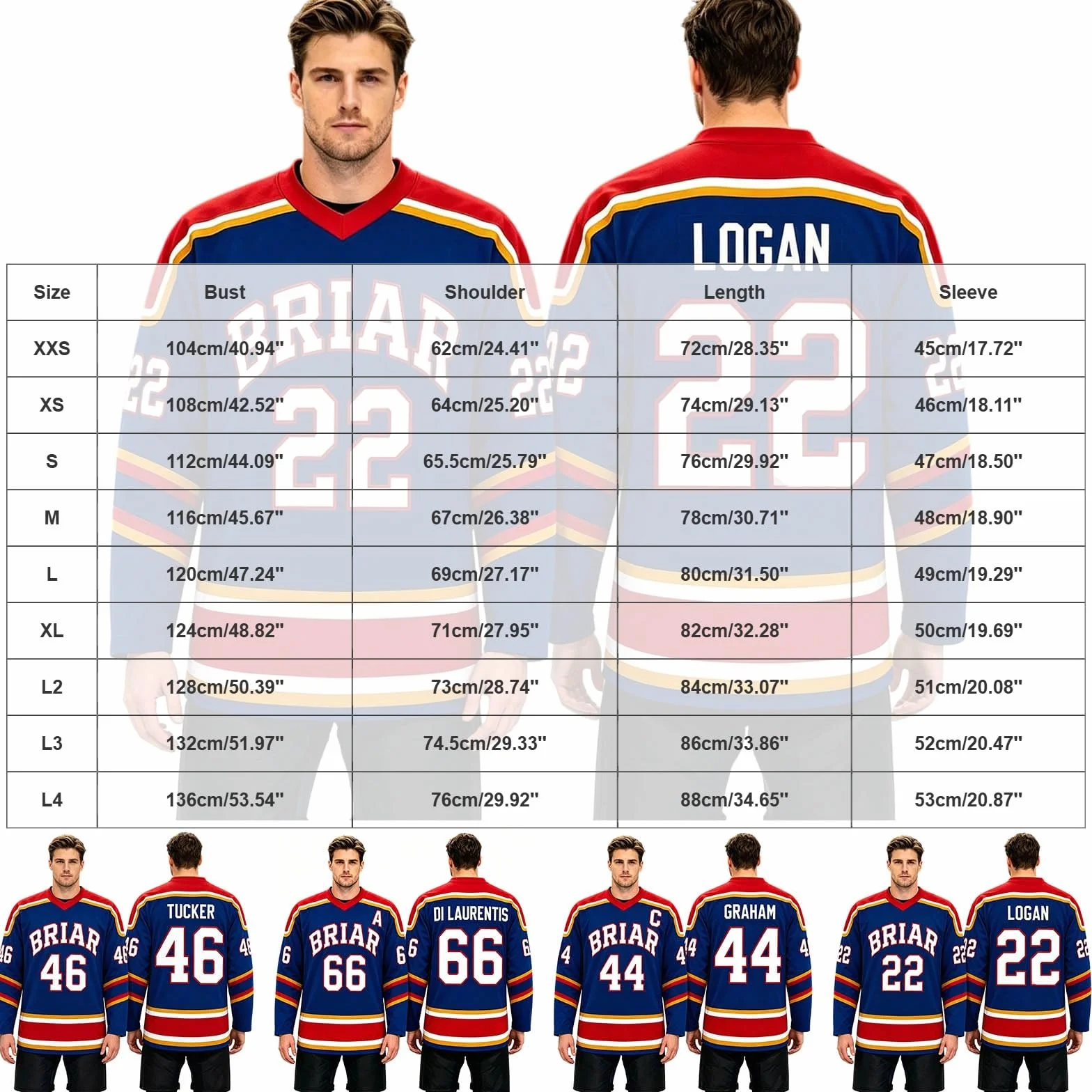 Maillot De Hockey Off Campus Briar University Graham 44 Di Laurentis 66 Logan 22 Tucker 46 Casual Manches Longues Comfort Training Clothing