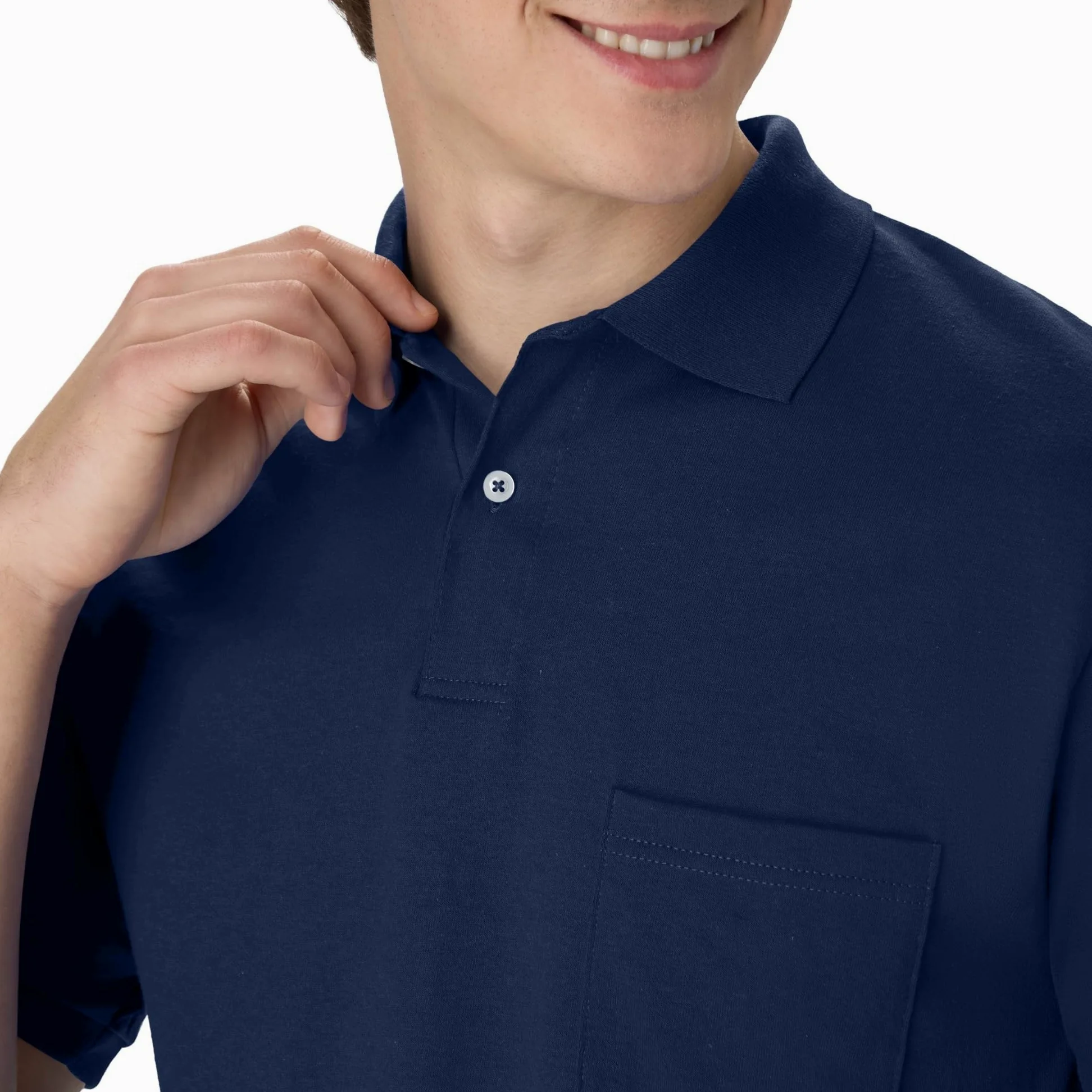 Hanes Short-Sleeve Jersey Pocket Polo (Pack of 2) Polo à Manches Courtes en Jersey avec Poche (Lot de 2) Homme (Lot de 2)