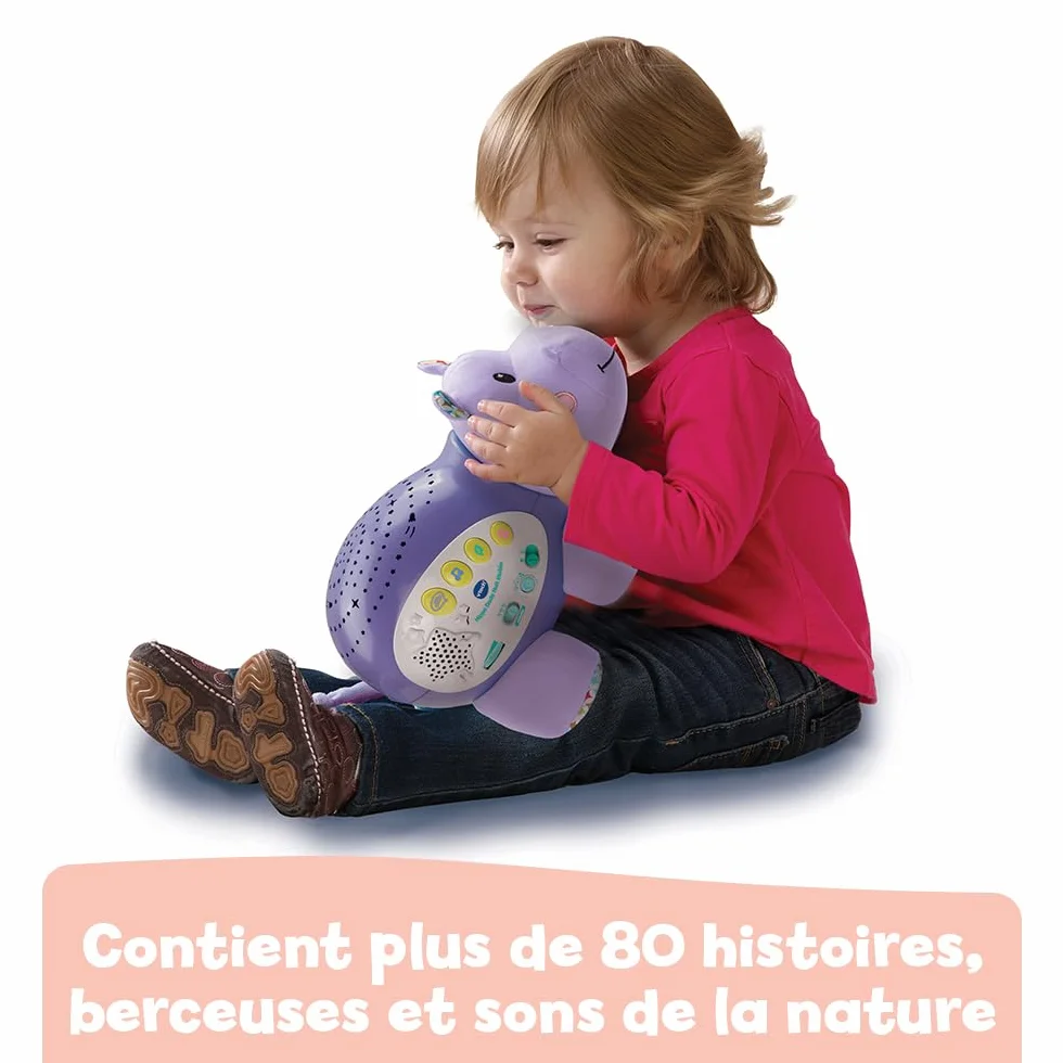 VTech Hippo Dodo Nuit Étoilée Veilleuse Bébé Musicale Projection Lumineuse au Plafond Cadeau de Naissance