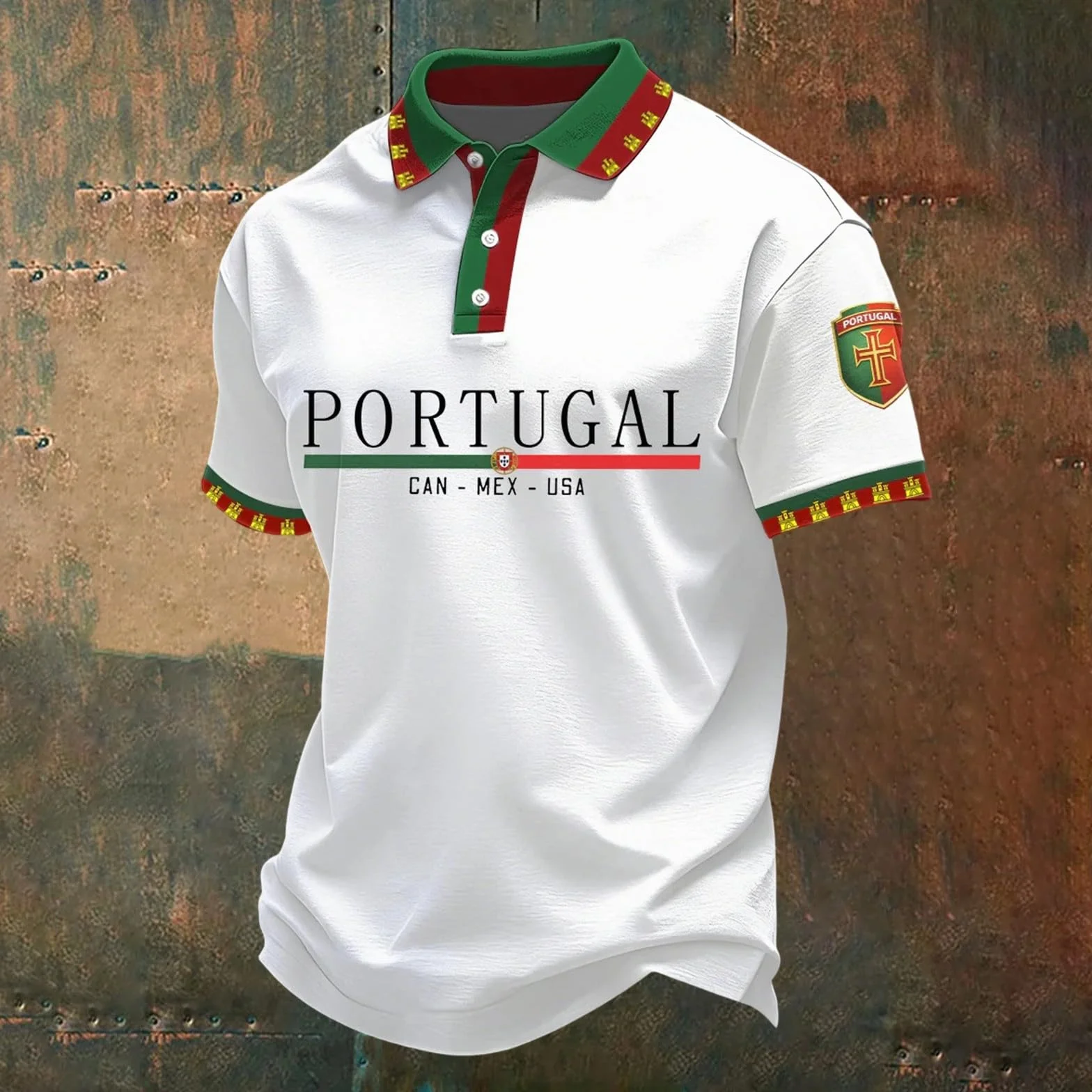 Polos Hommes Manches Courtes Imprimé Drapeau du Portugal Séchage Rapide Respirant Tshirt Hommes Polo d'été Casual Sport Shirt Regular Fit Polos de Golf