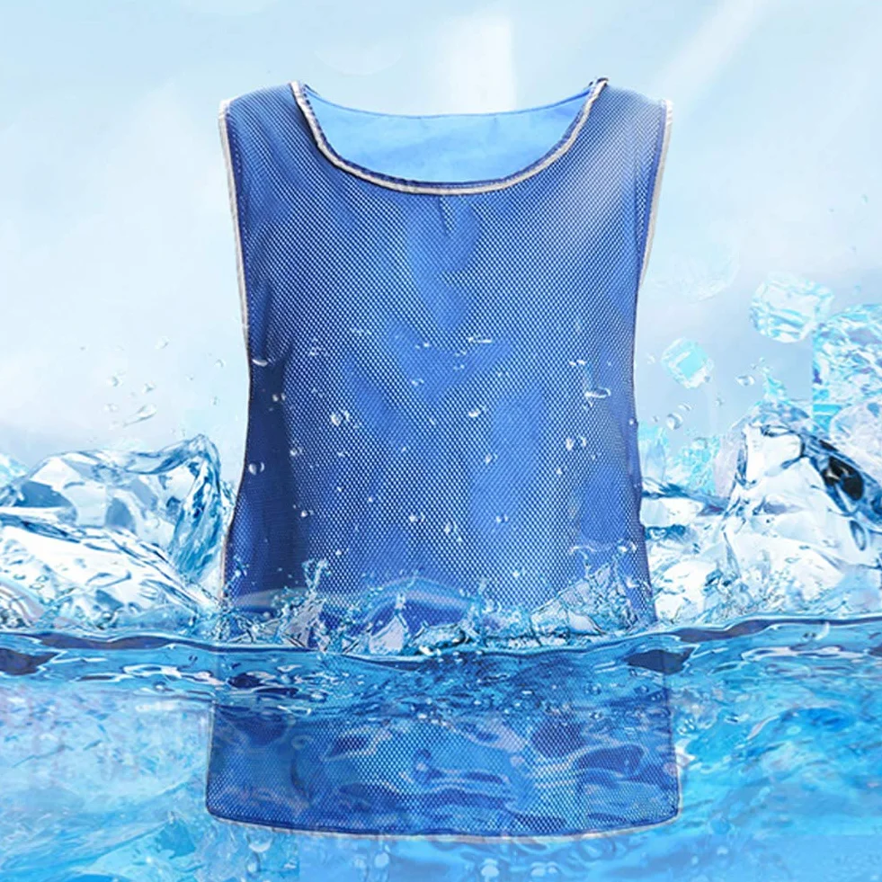 Gilet Rafraîchissant 40x60 cm Bleu Résistant à la Chaleur Sportif Pêche Cyclisme