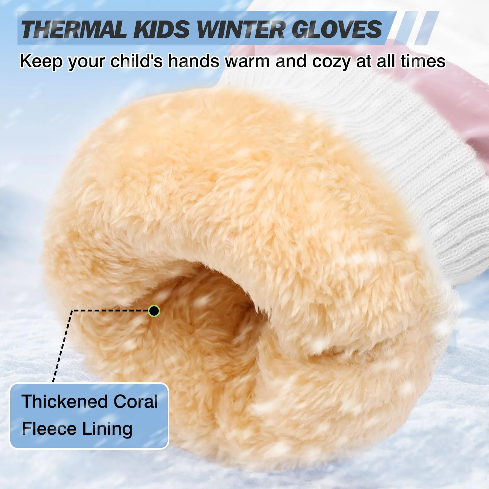 MoKo Gants de Ski Imperméables Enfants 6-15 Ans Coupe-Vent Neige Thermiques Bleu M