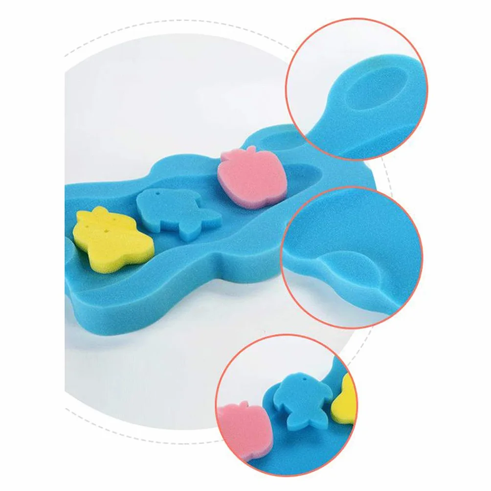 Perfeclan Siège éponge de bain pour bébé, Tapis antidérapant mignon, Coussin de sécurité pour enfants, Bleu