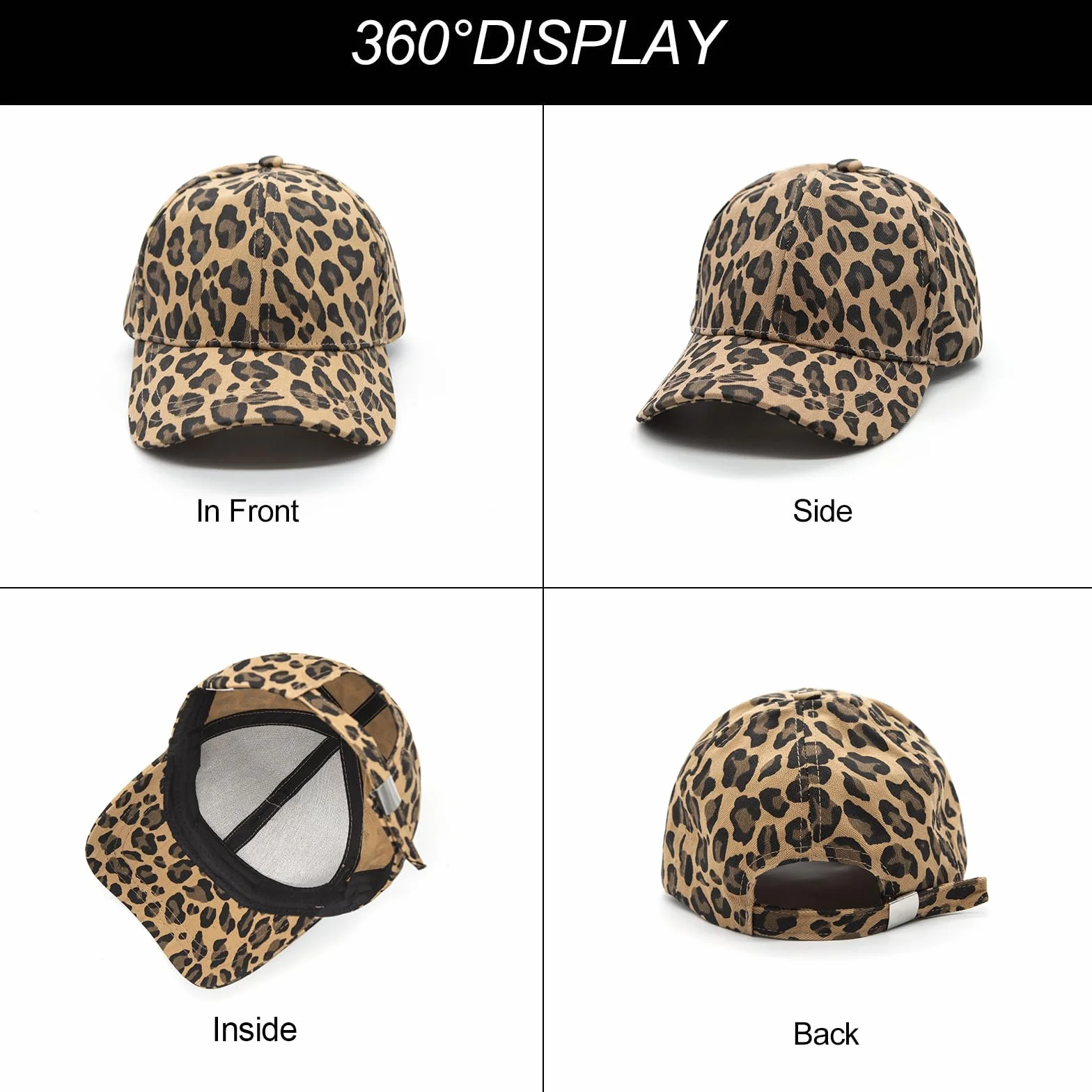 Casquette Vintage Femmes Imprimé Léopard Réglable Baseball