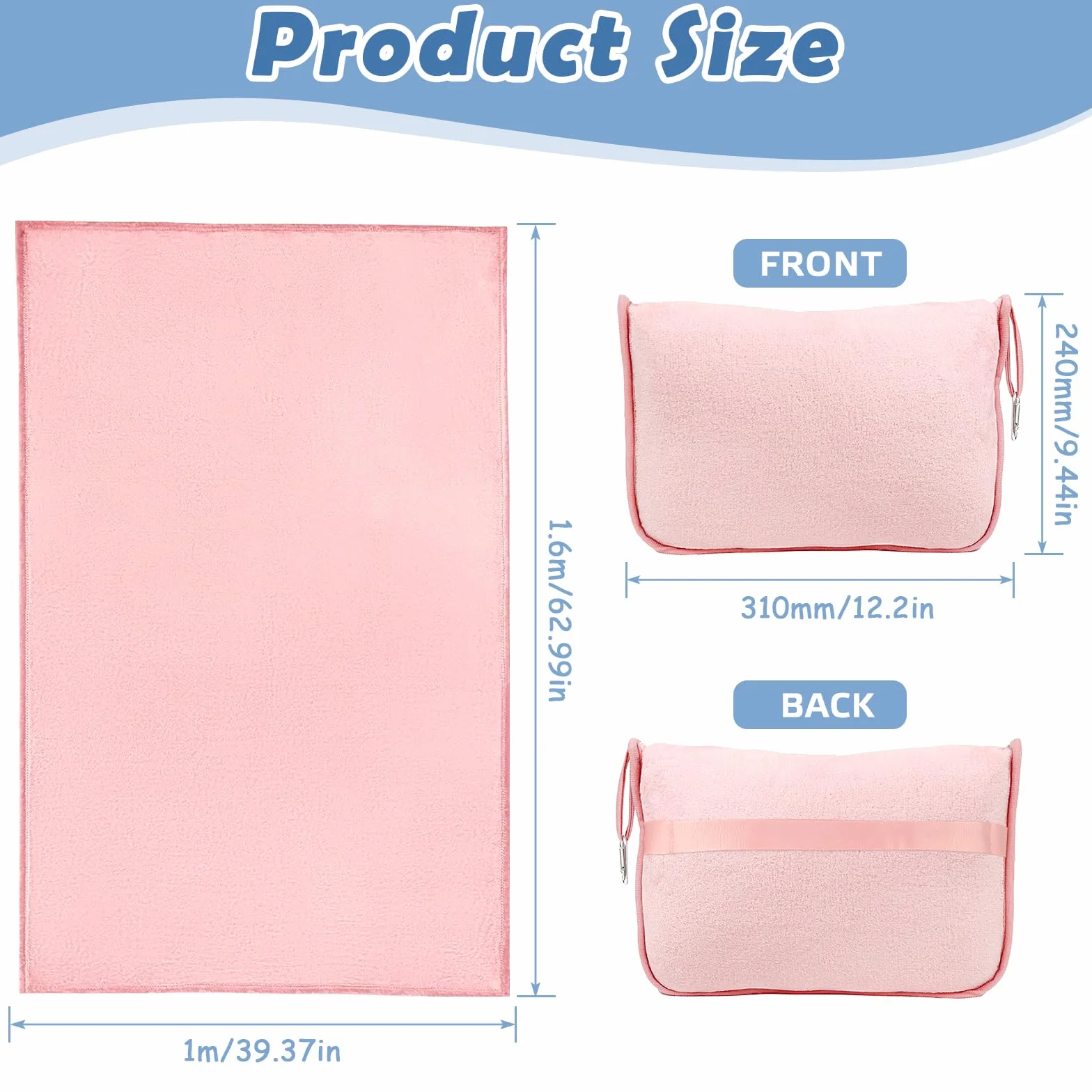 Couverture de voyage 2 en 1 avec taie d'oreiller douce - Coussin transformable - Couverture d'avion chaude