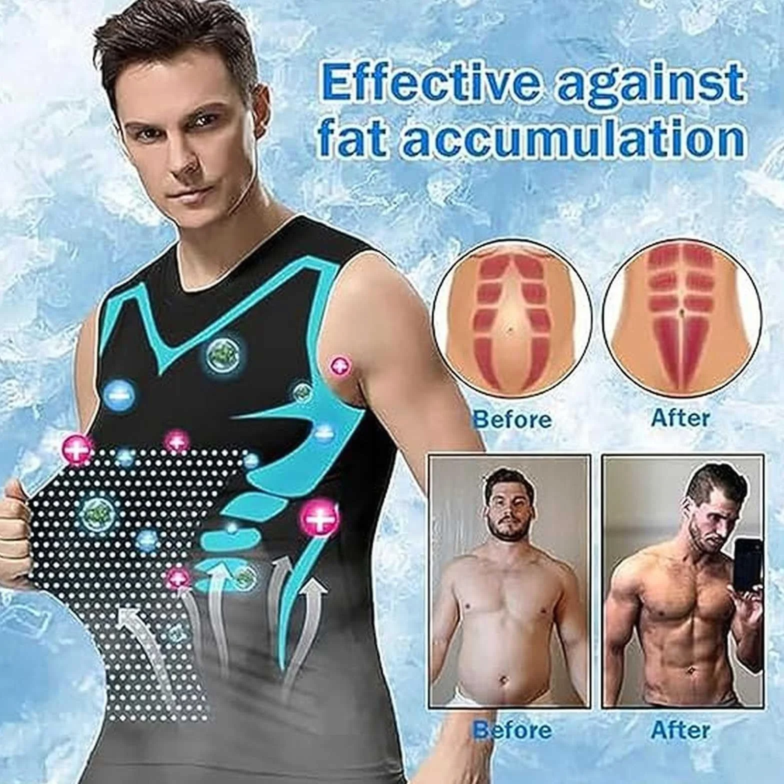 Men Body Shaper Ionic Shaping Vest Powershape Veste de Compression Lot de 3 Ice-Silk