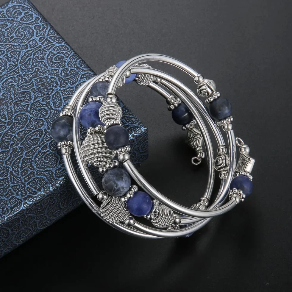 Bracelet de Perles en Argent pour Femme Multicouches Bohème FULU AUTUMN