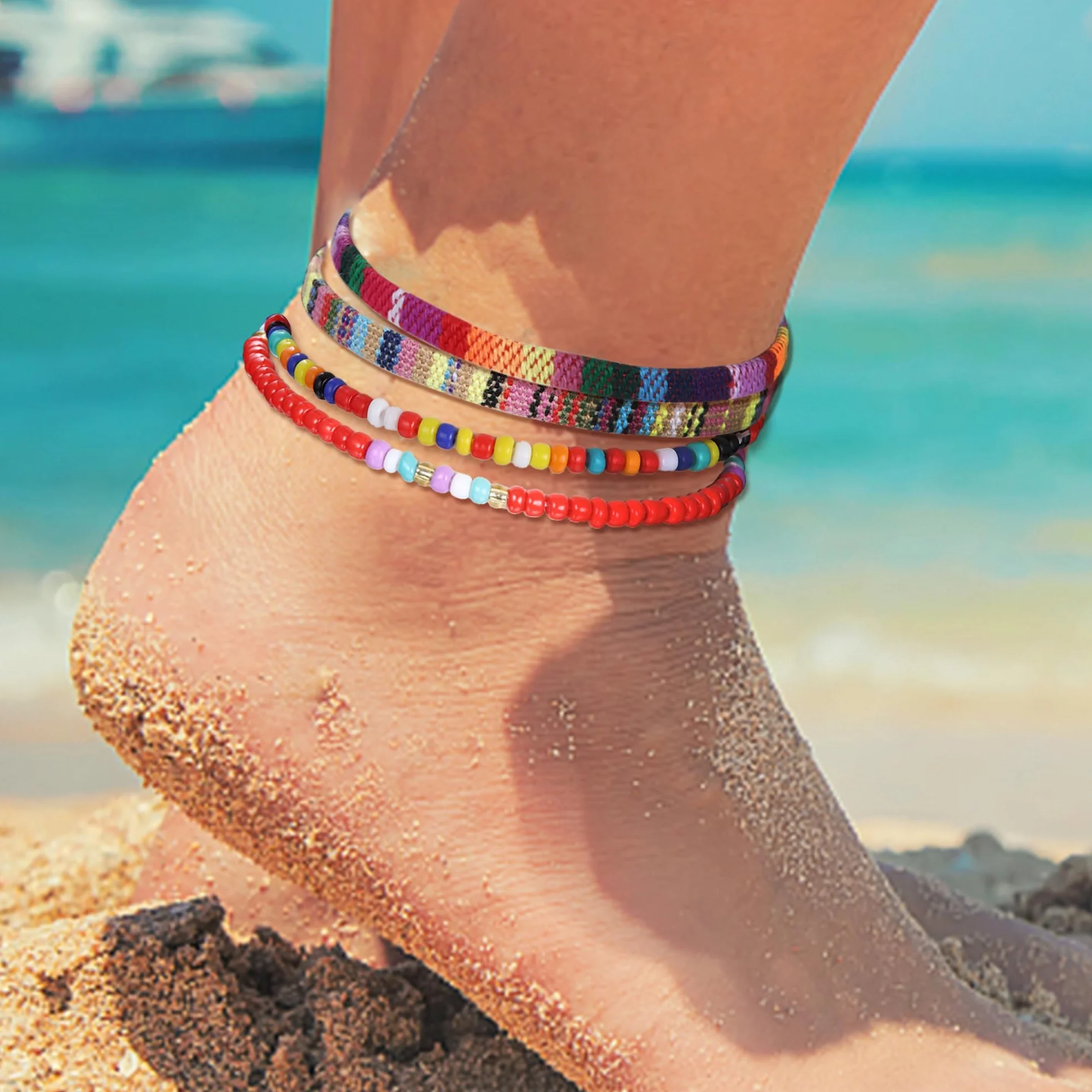 Bracelet Bresilien pour Femme et Fille - Bracelet de Plage Surfeur Amitié Tissu Cordon Perles Boho