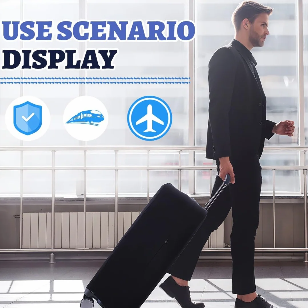 Housse Protection Valise Elastique Silicone pour Bagages Réutilisable Noir XL