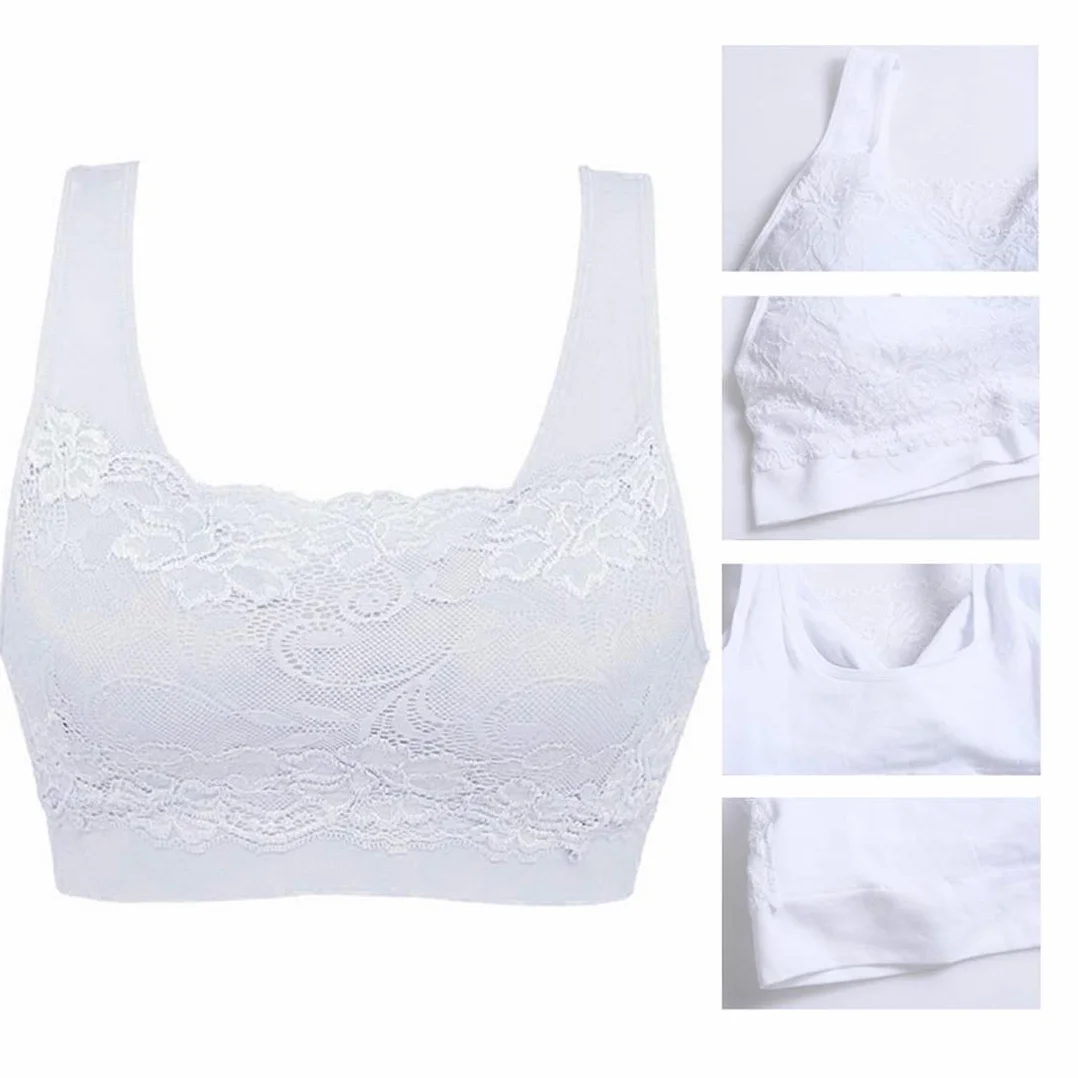 Brassière Soutien-Gorge sans Armature Dentelle Sexy Respirant Yoga Femme