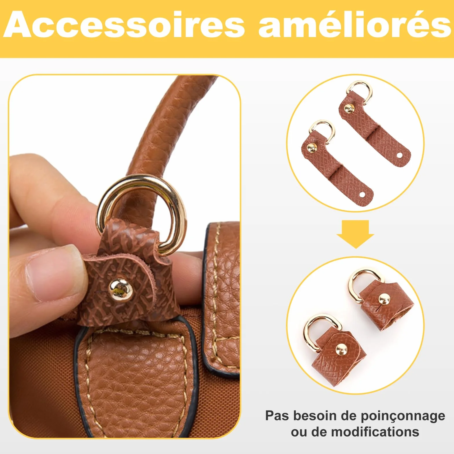 Bandoulière pour Sac Longchamp Mini, Largeur 1,2cm, Cuir Réglable