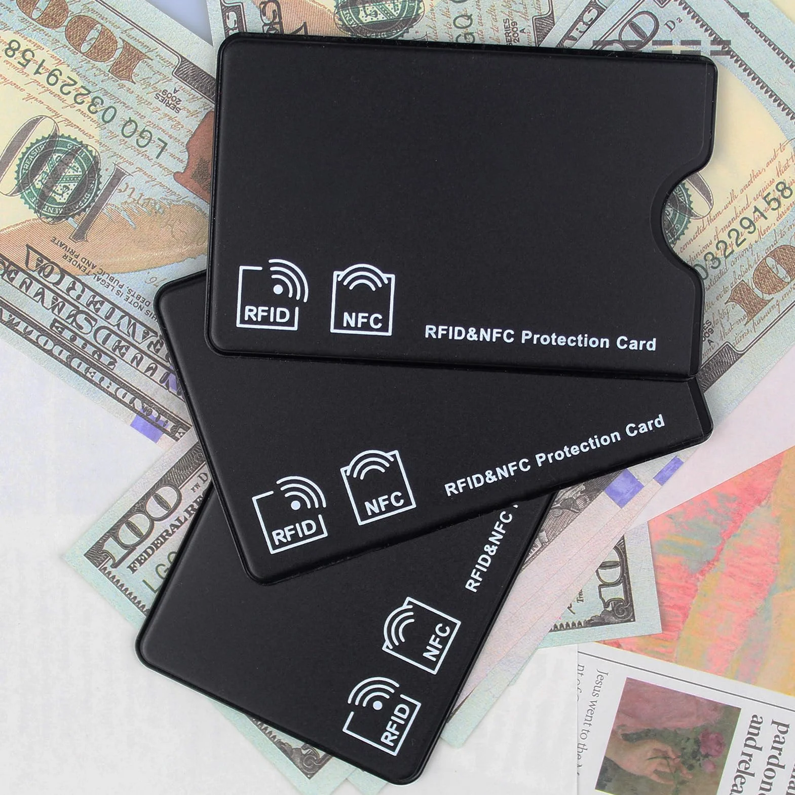 Protege Carte Bancaire Anti Piratage RFID 3 PCS 90x59mm Noir