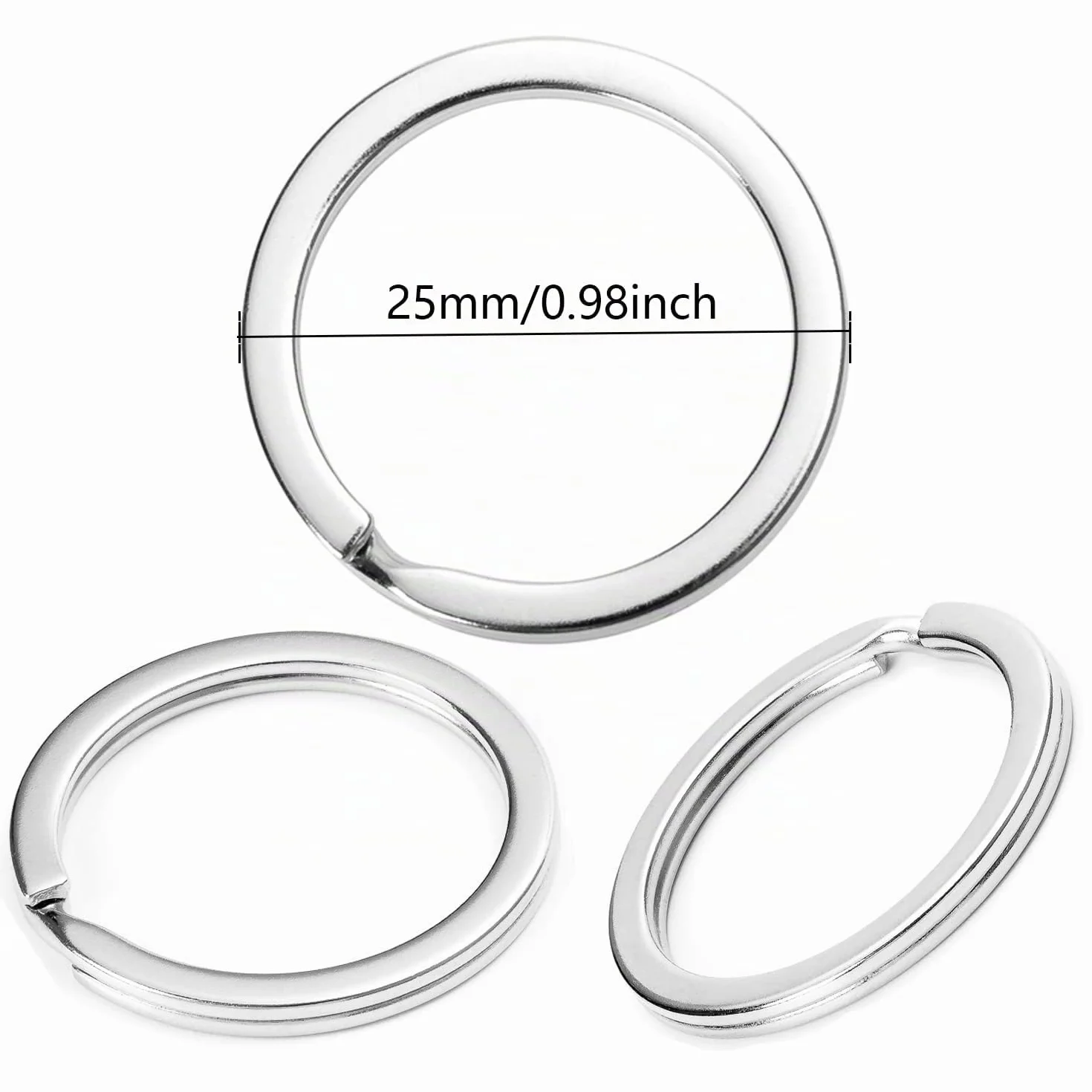 Porte-clés 304 Anneaux 25mm Acier Inoxydable Bricolage Artisanat 20 Pièces