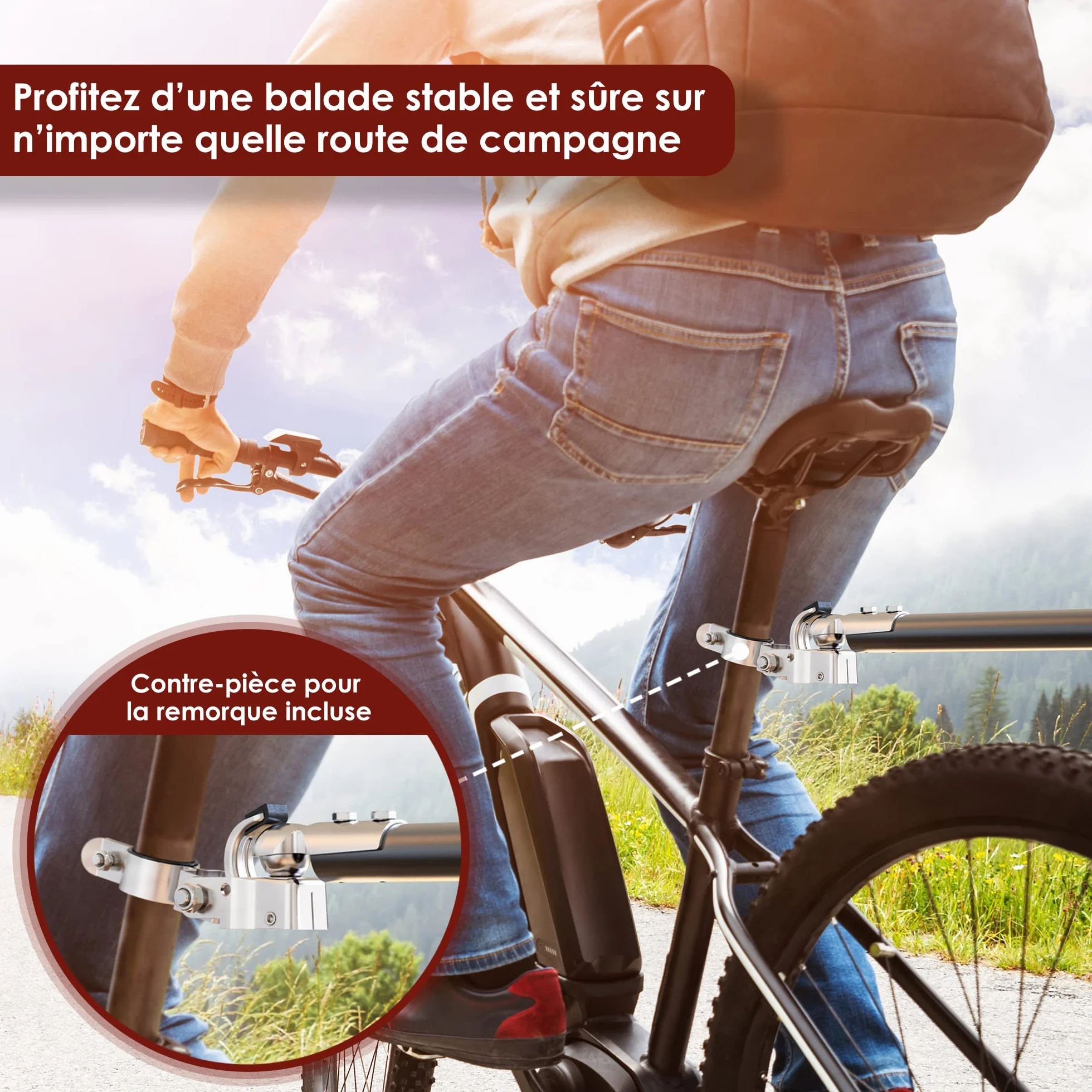 Weidebach Attache remorque vélo métal galvanisé Ø 2.35-3.05 cm clé à molette incluse