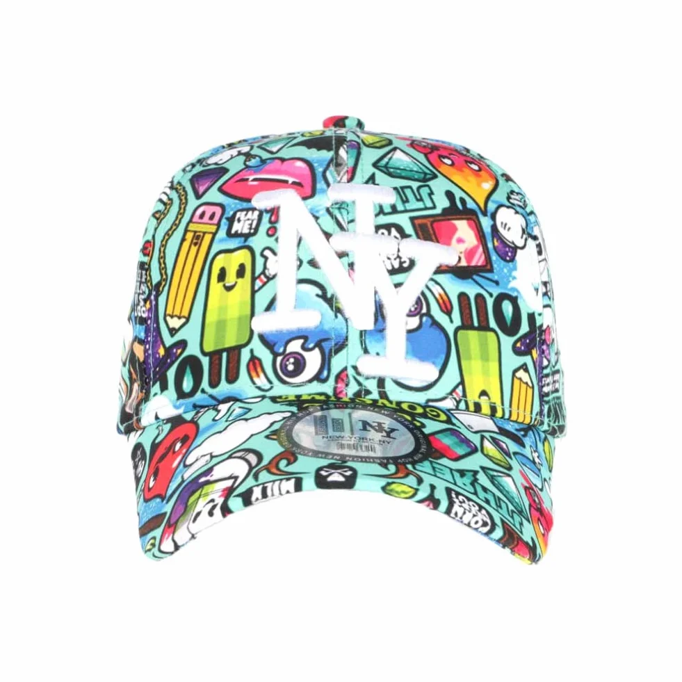 Casquette Enfant Hip Hop Honour Turquoise City Original Lisky NY Baseball 7-11 Ans