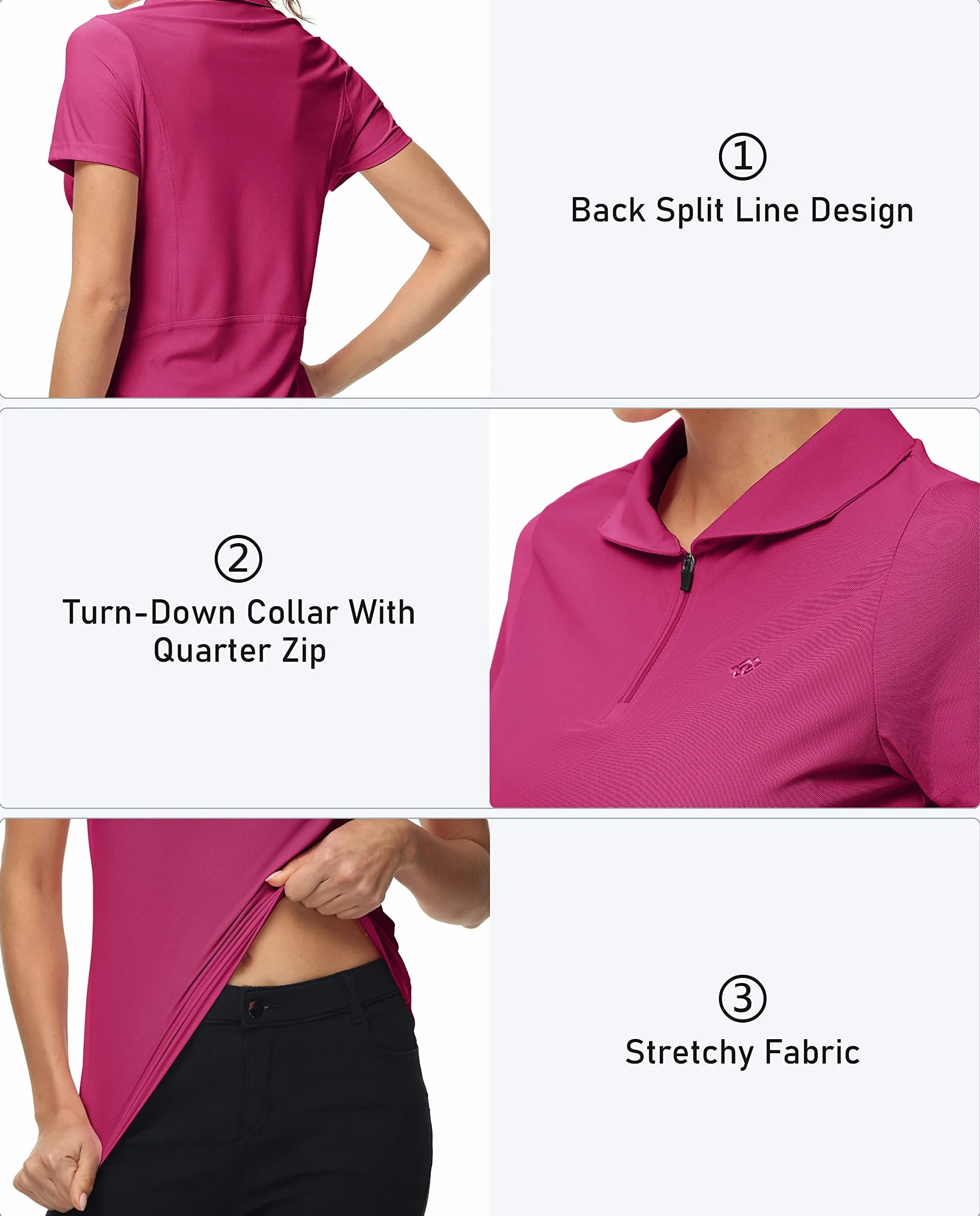 Polo Femme sans Manches 1/4 Zipper Sport Débardeur Golf Tennis Tops