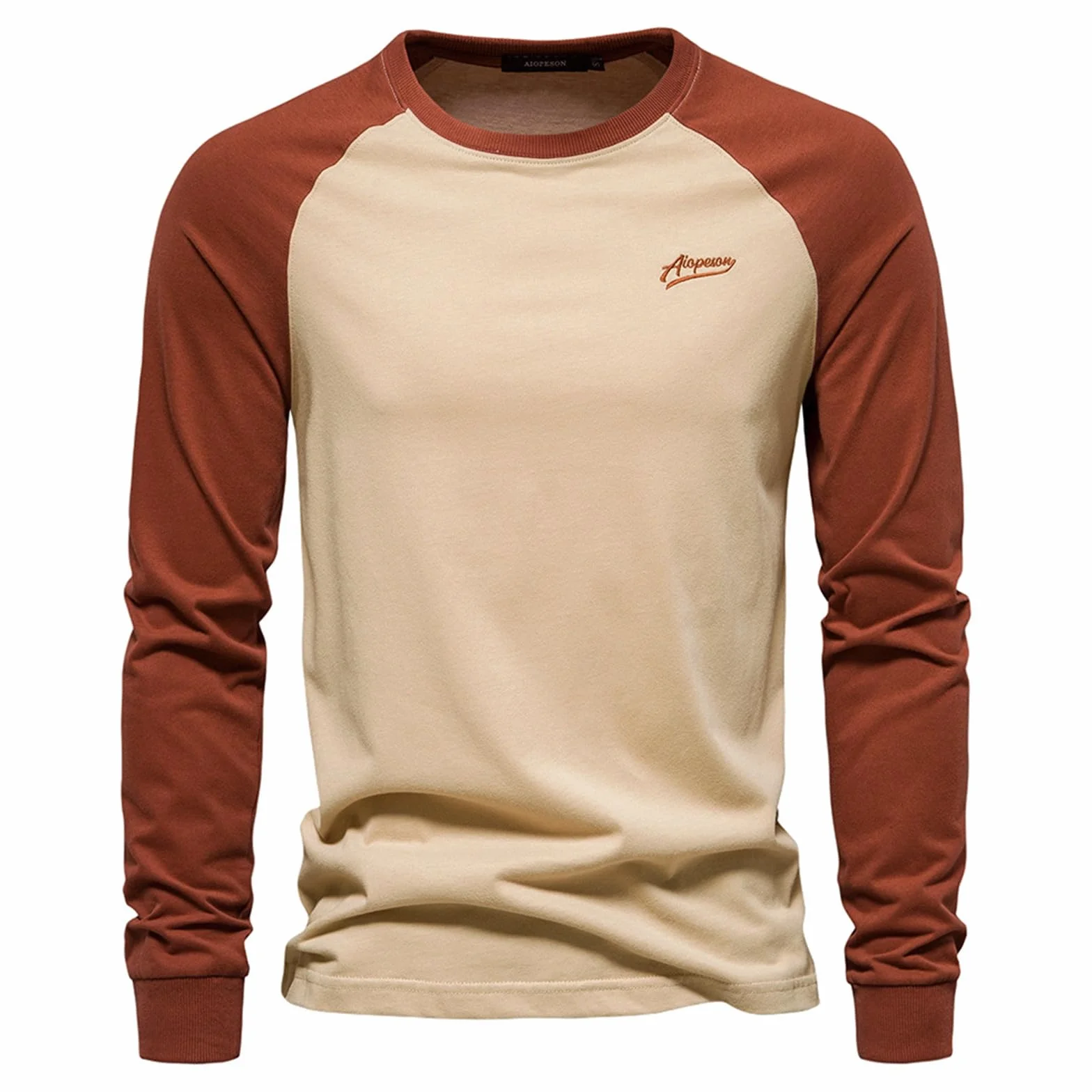 T-shirt à manches longues pour homme col rond baseball surdimensionné