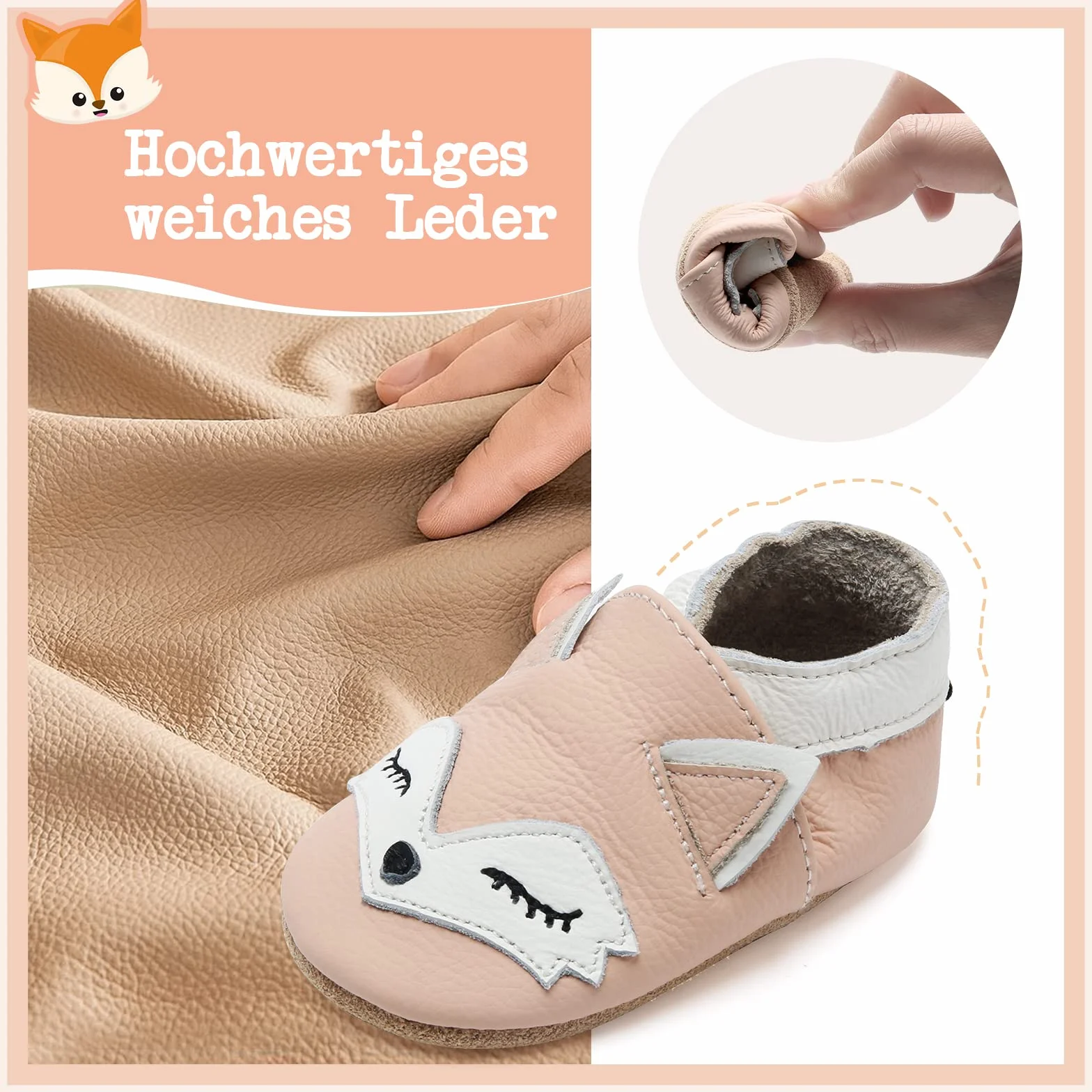 Chausson Bébé Cuir Souple Premiers Pas IceUnicorn Garçon Fille