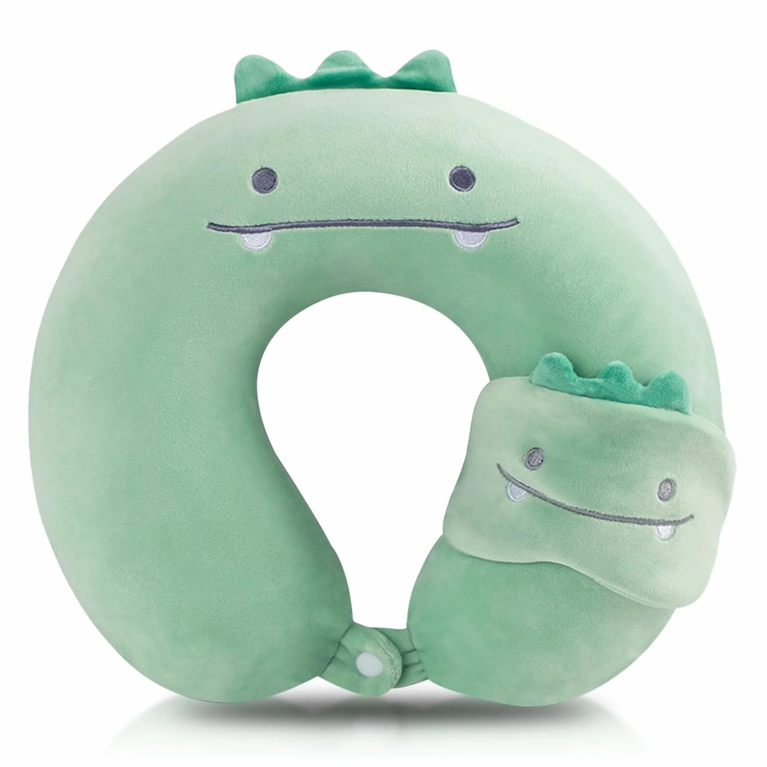 Oreiller en Forme de U de Dessin Animé, Coussin de Voyage en Peluche, Oreiller De Voyage Animalier (Dinosaure)