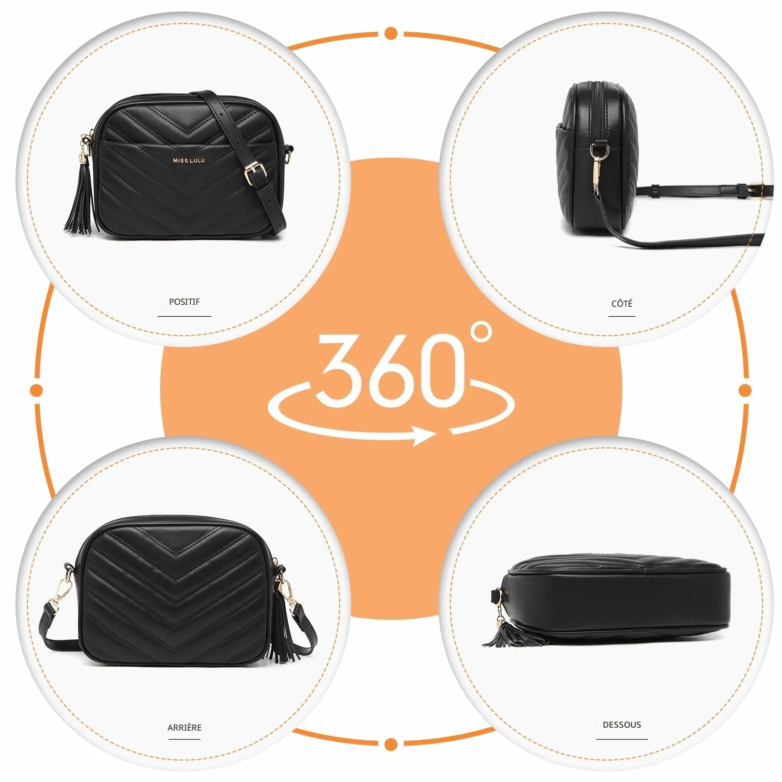 Miss Lulu Sac à Bandoulière en Cuir Synthétique pour Femmes - Petit Sac à Main avec Longue Bandoulière