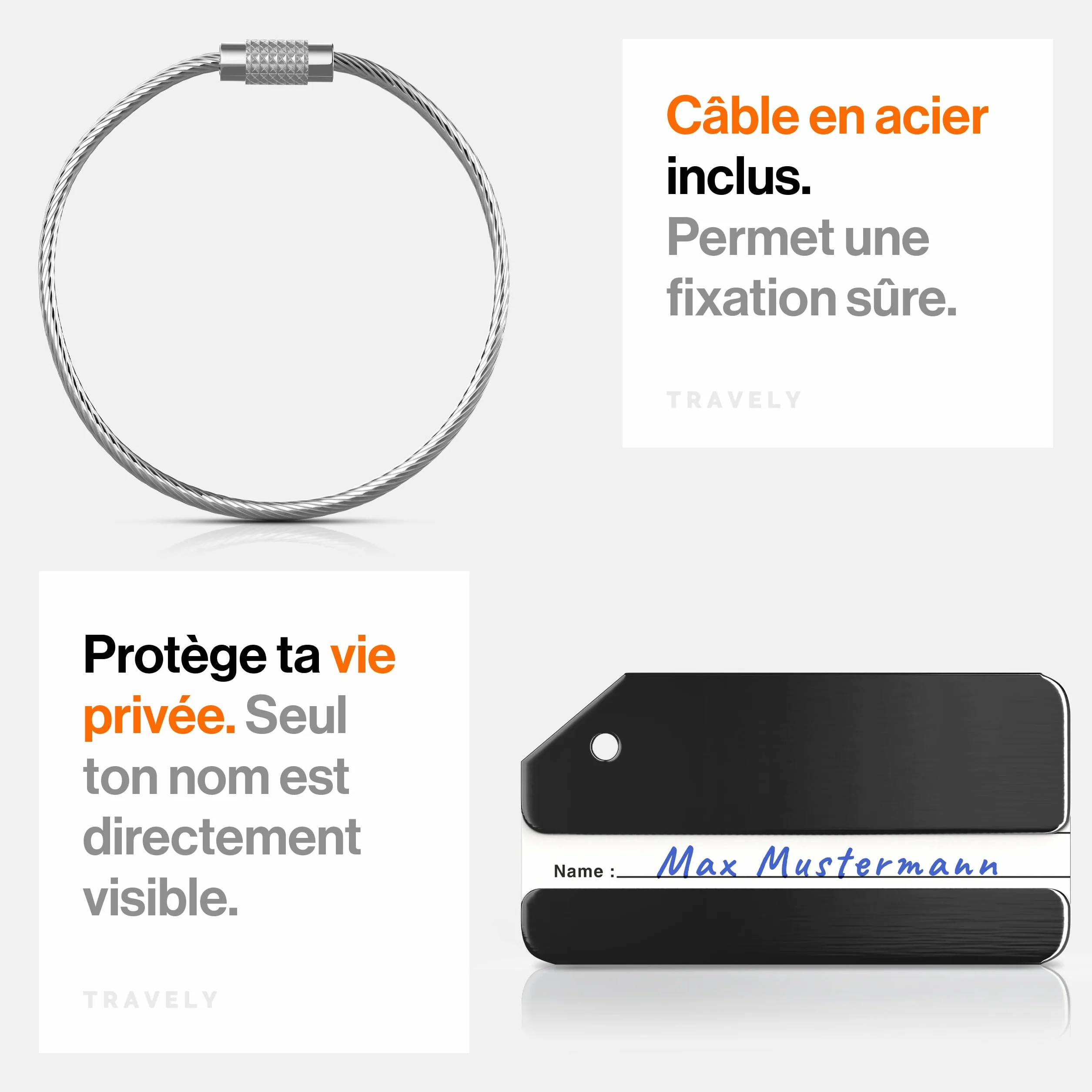 Étiquette de bagage de qualité supérieure - Nominative et protection de la vie privée - Polyvalente
