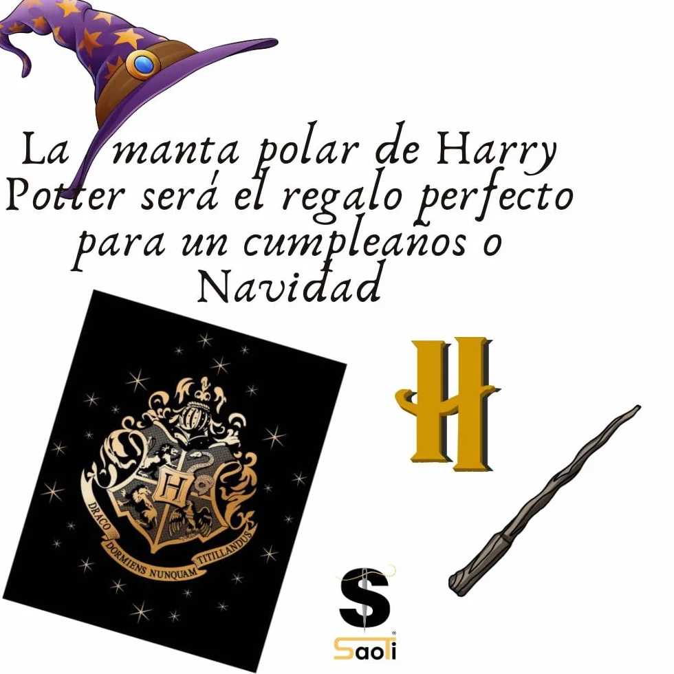 SaoTi Couverture Coralina Harry Potter 120 x 150 cm bouclier personnages différents modèles couleurs fond noir