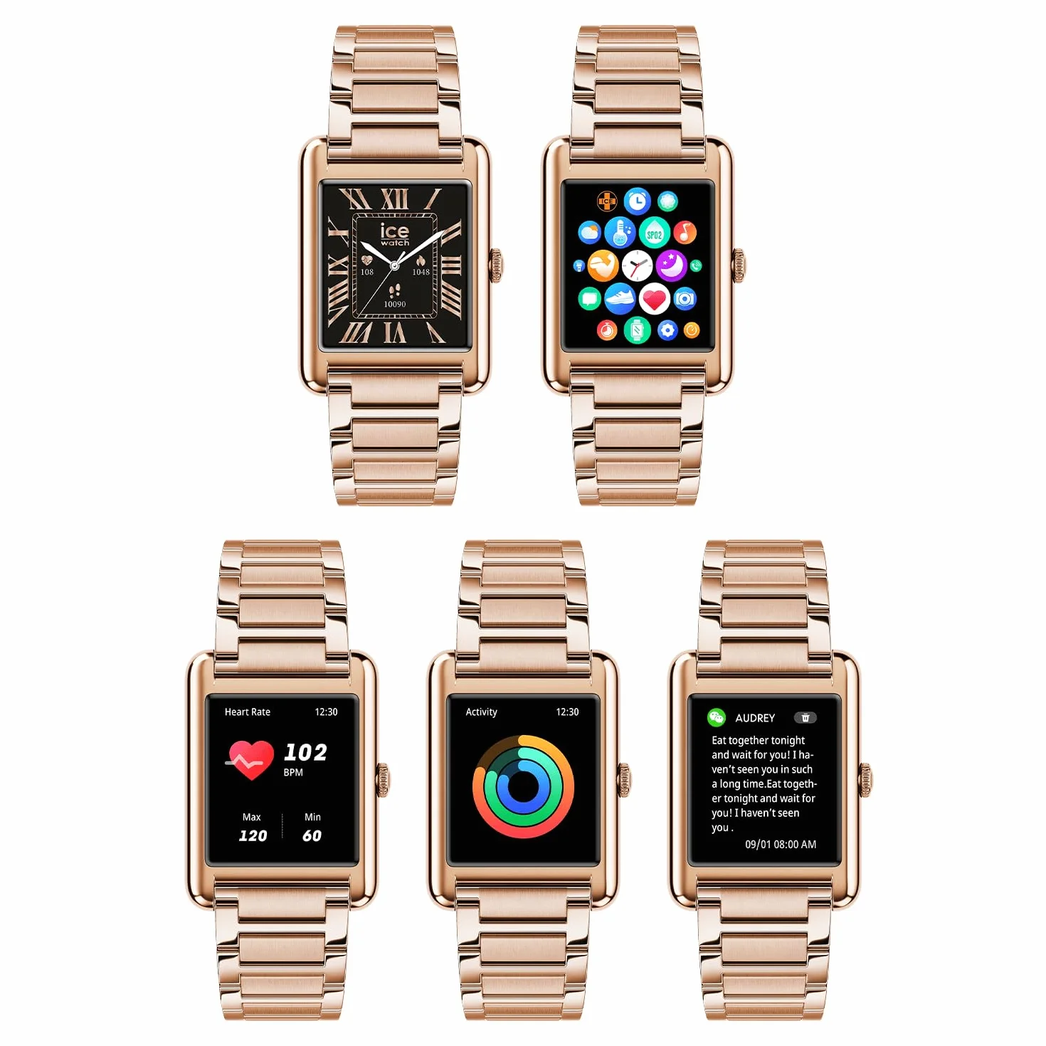ICE-WATCH Ice Smart TKS 2.0 Montre connectée élégante pour Femme 1,41 Pouces IP68 Suivi des activités physiques et de la santé