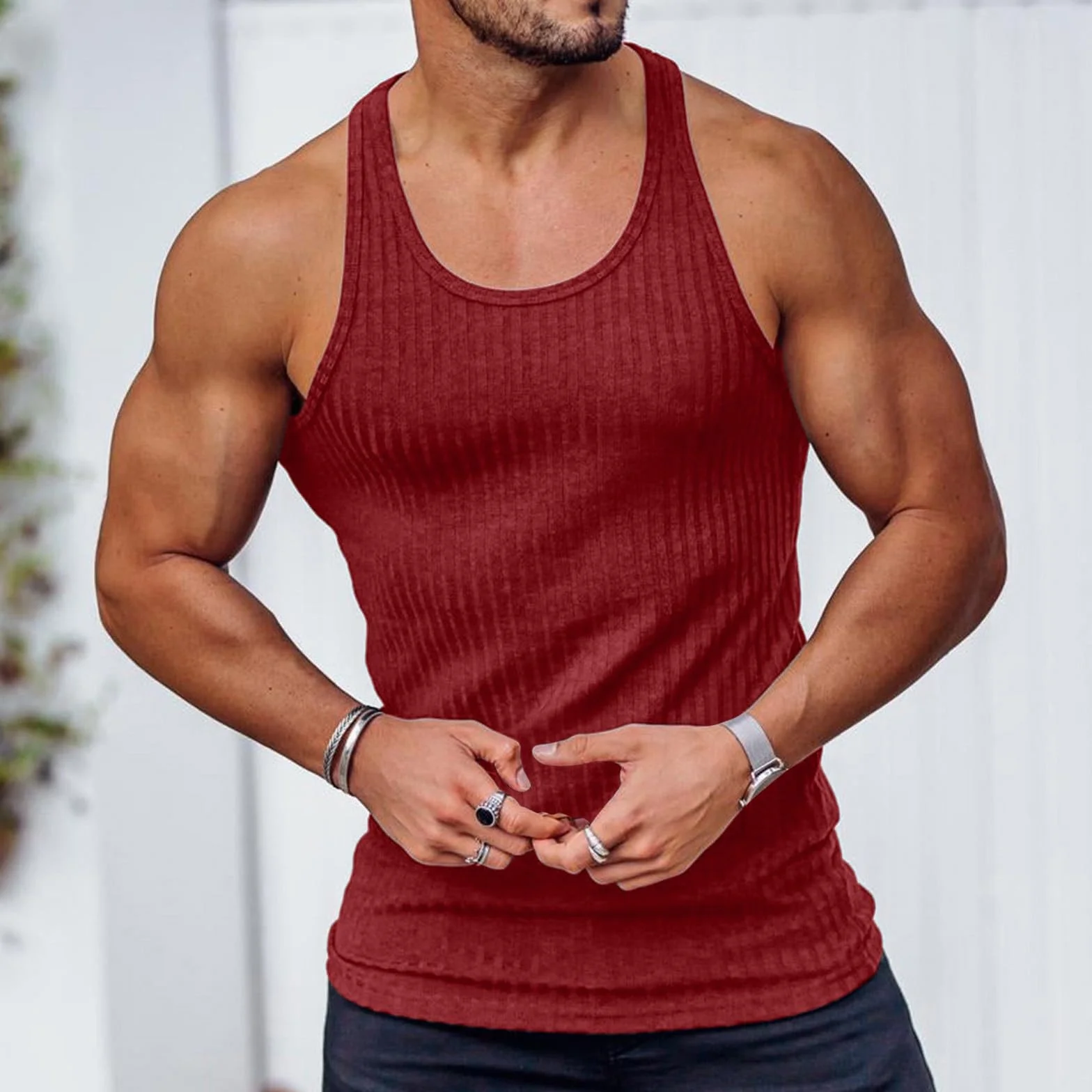 Débardeur Sport Homme T Shirt Sans Manches Coton Maillot Vêtements