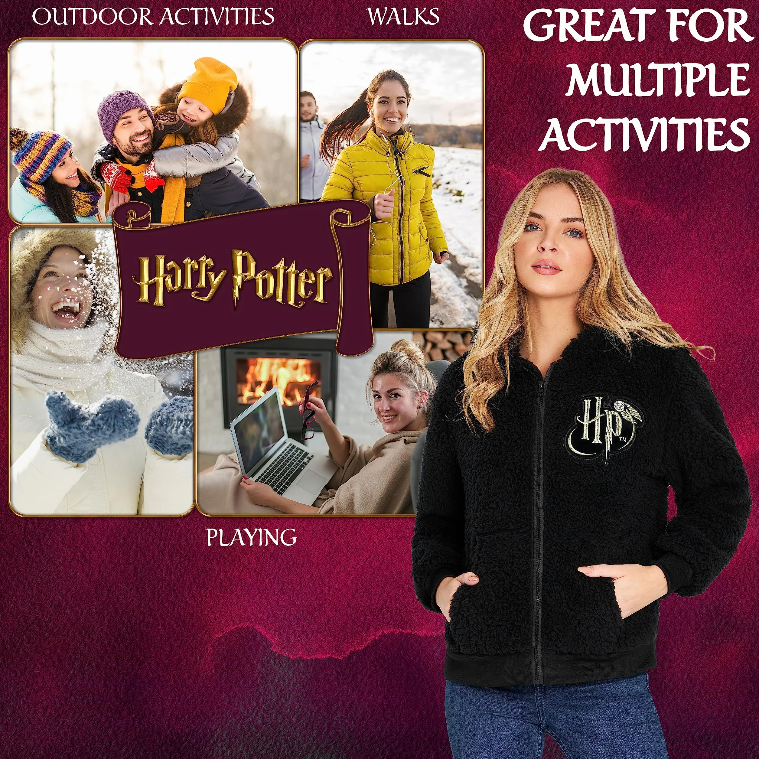Harry Potter Sweat Zippé Enfant Fille Polaire Sherpa 7-18 Ans