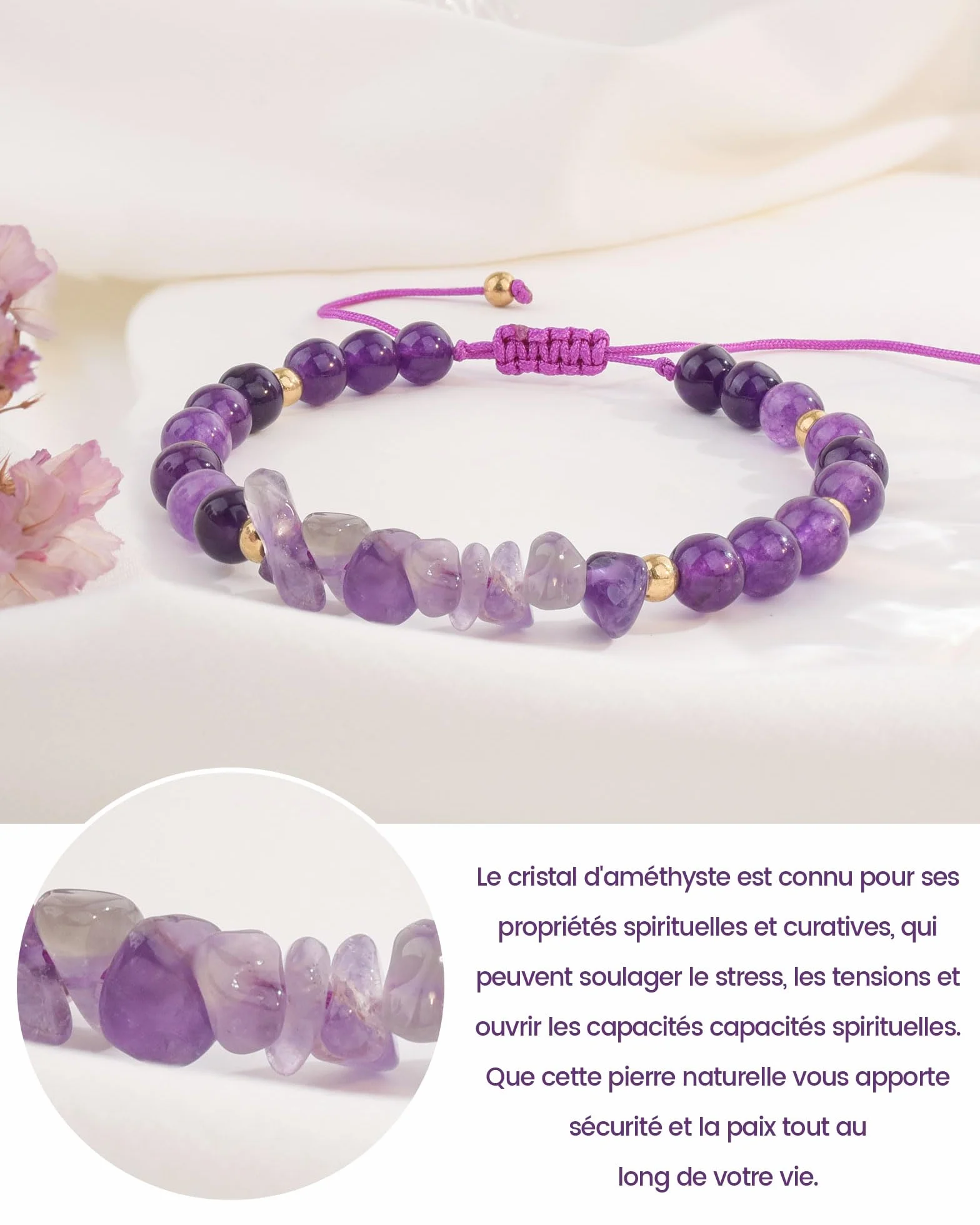 Bracelet Femme Pierre Naturelle Cadeau Fille 8-12 Ans