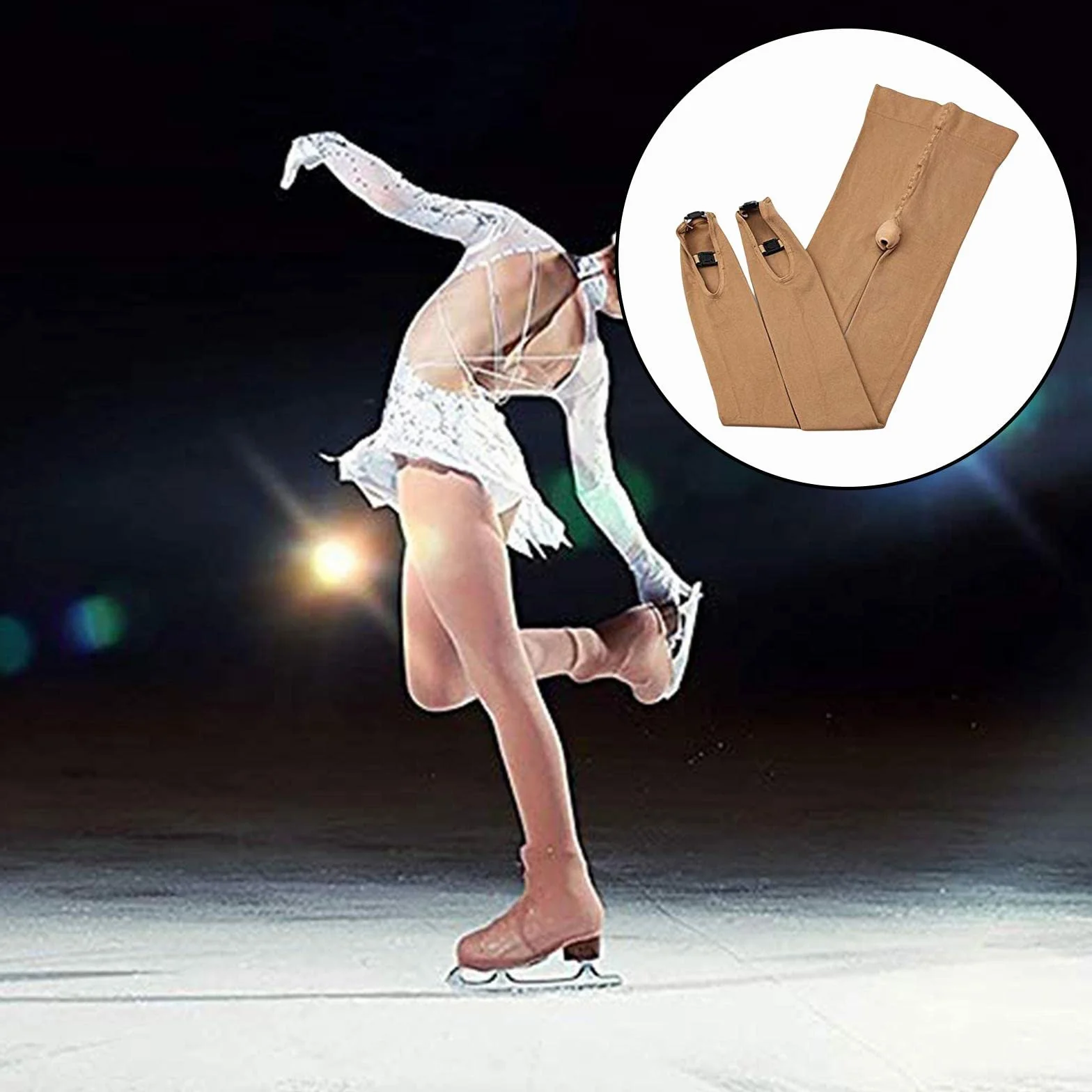 SM SunniMix Collants Patinage Artistique Fille Femme Chair Botte Performances Patinage Glace