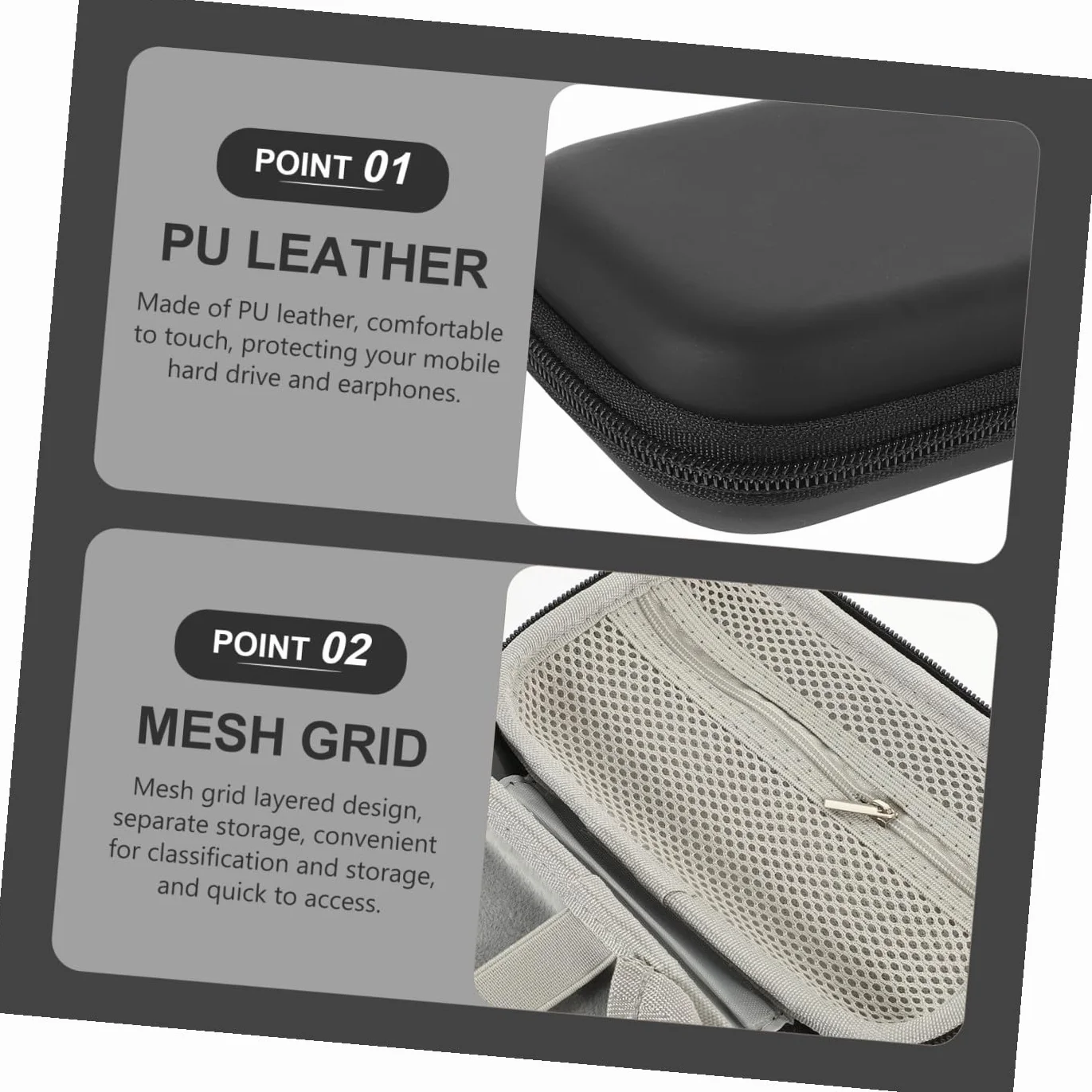 Étui en cuir PU organisateur de rangement pour cravate et accessoires électroniques