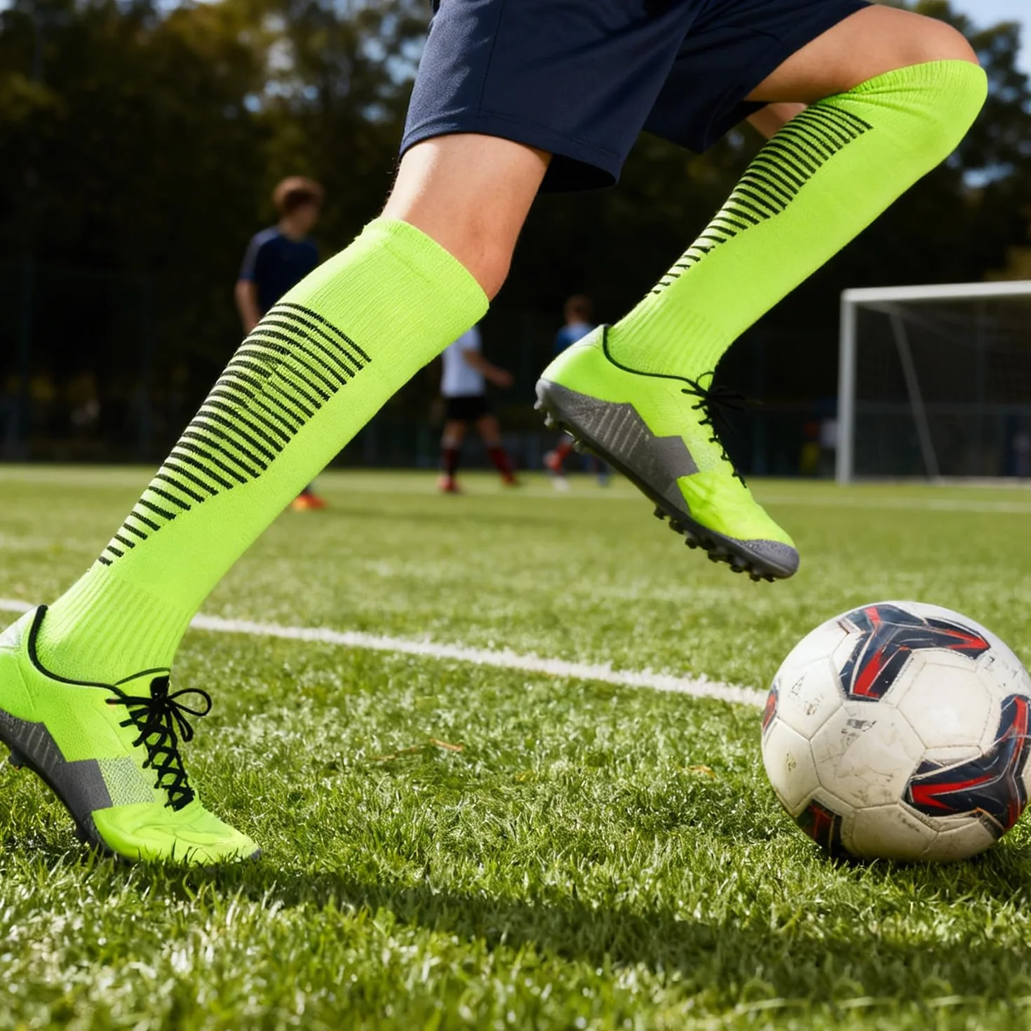 Chaussettes Foot Enfant Antidérapante Hautes Respirantes Football Socks Trekking Cyclisme Tennis